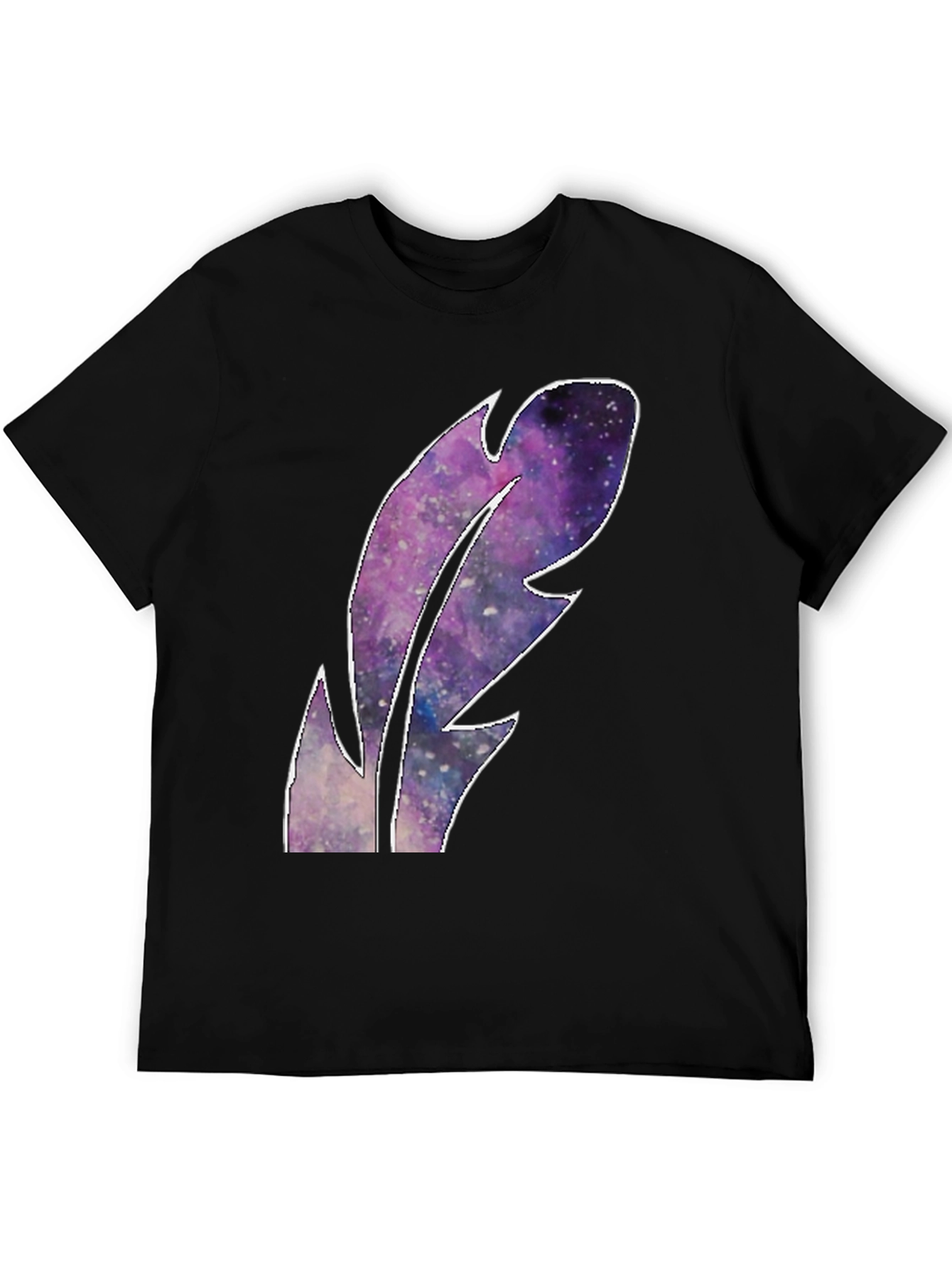 Galaxy Feather Graphic T-Shirt - Black