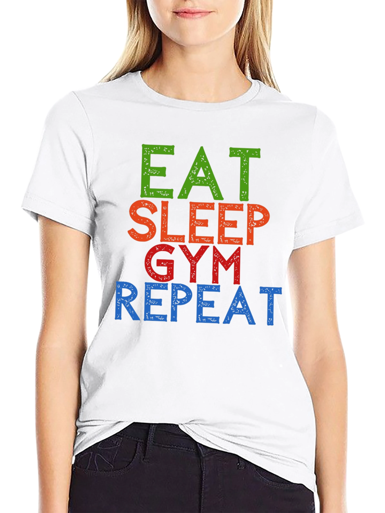 Eat Sleep Gym Repeat Graphic Tee - Black