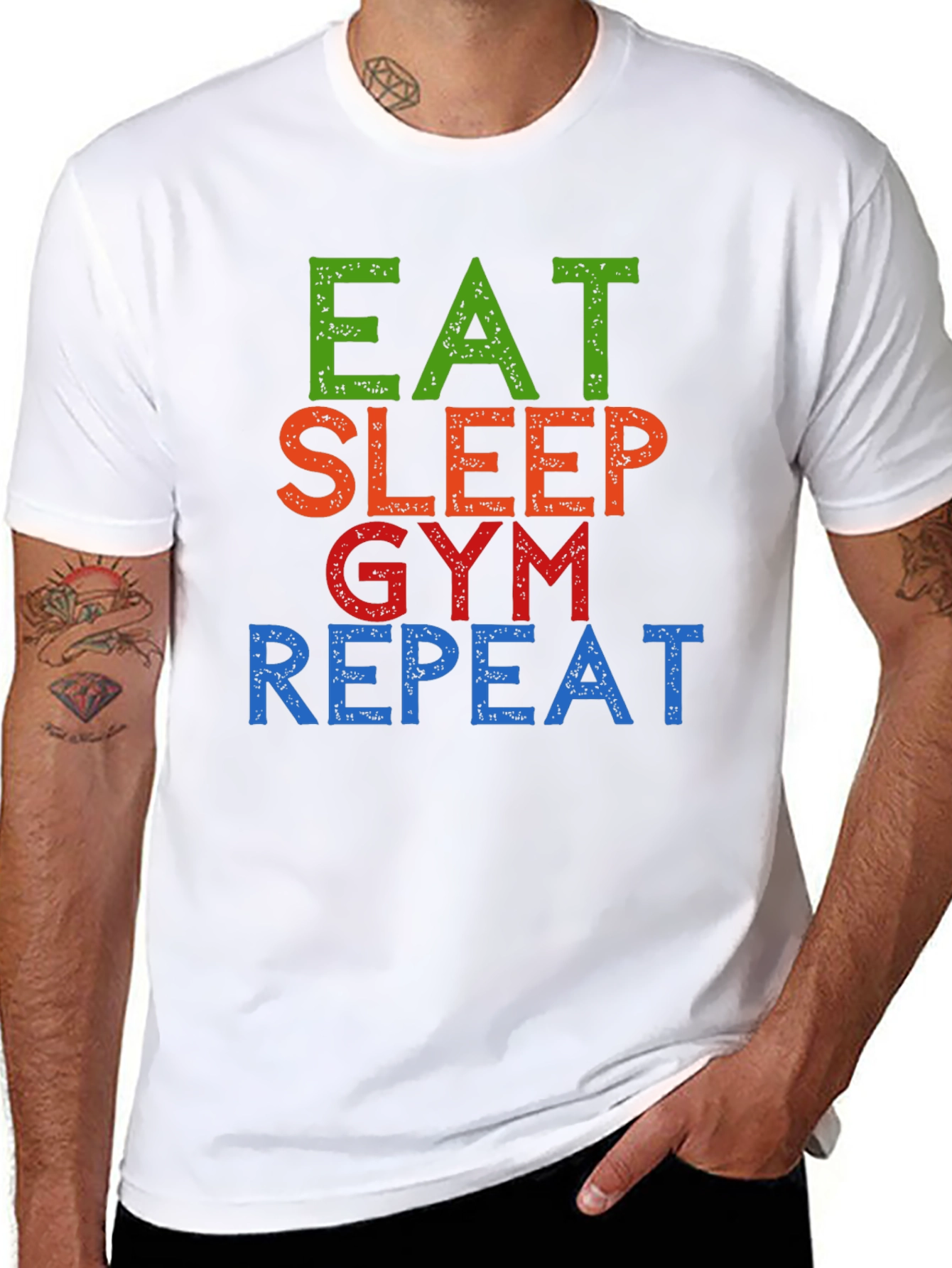 Eat Sleep Gym Repeat Graphic Tee - Black