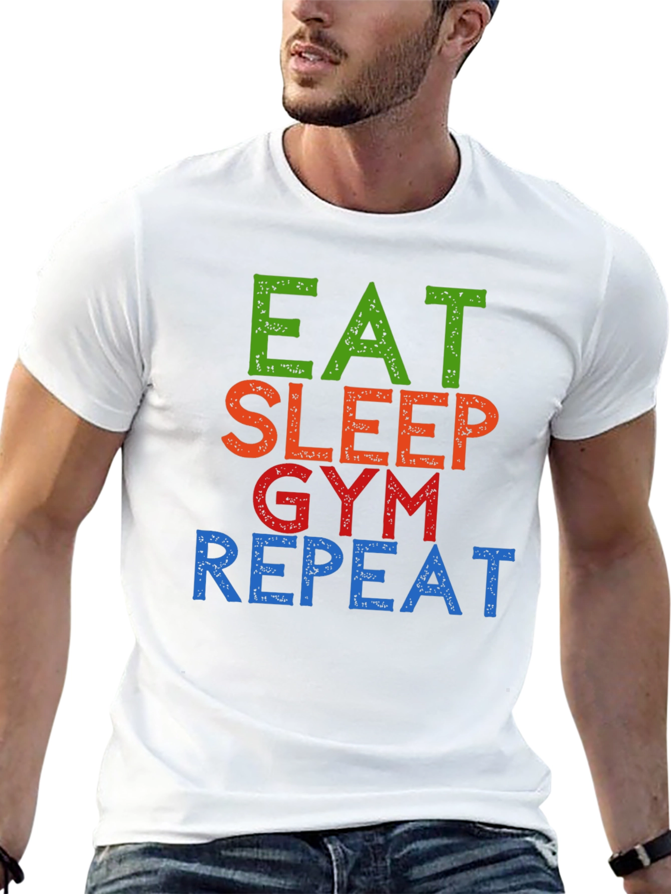Eat Sleep Gym Repeat Graphic Tee - Black