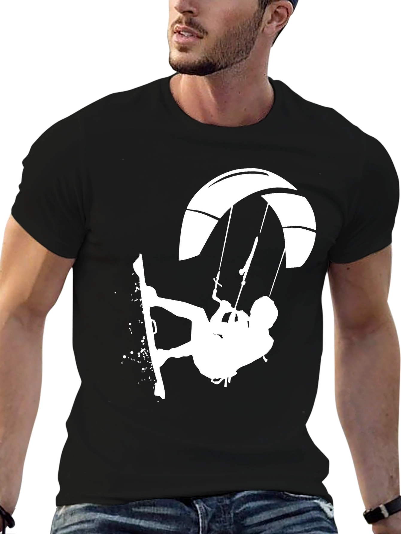 Kite Surfing Graphic Tee - Black
