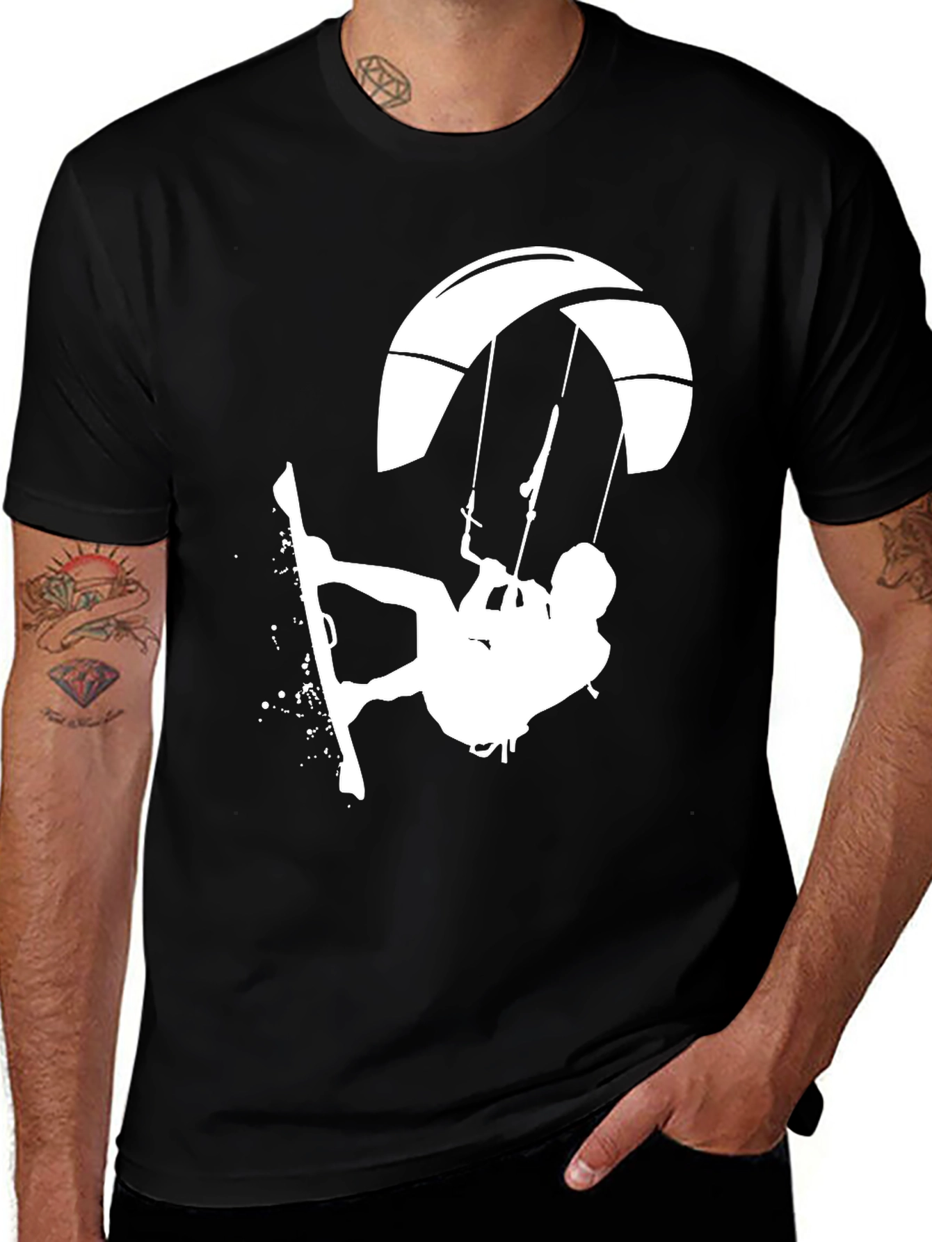 Kite Surfing Graphic Tee - Black