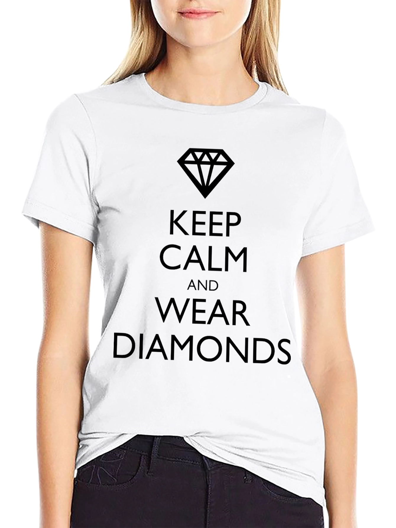 Keep Calm & Wear Diamonds Black Graphic Tee