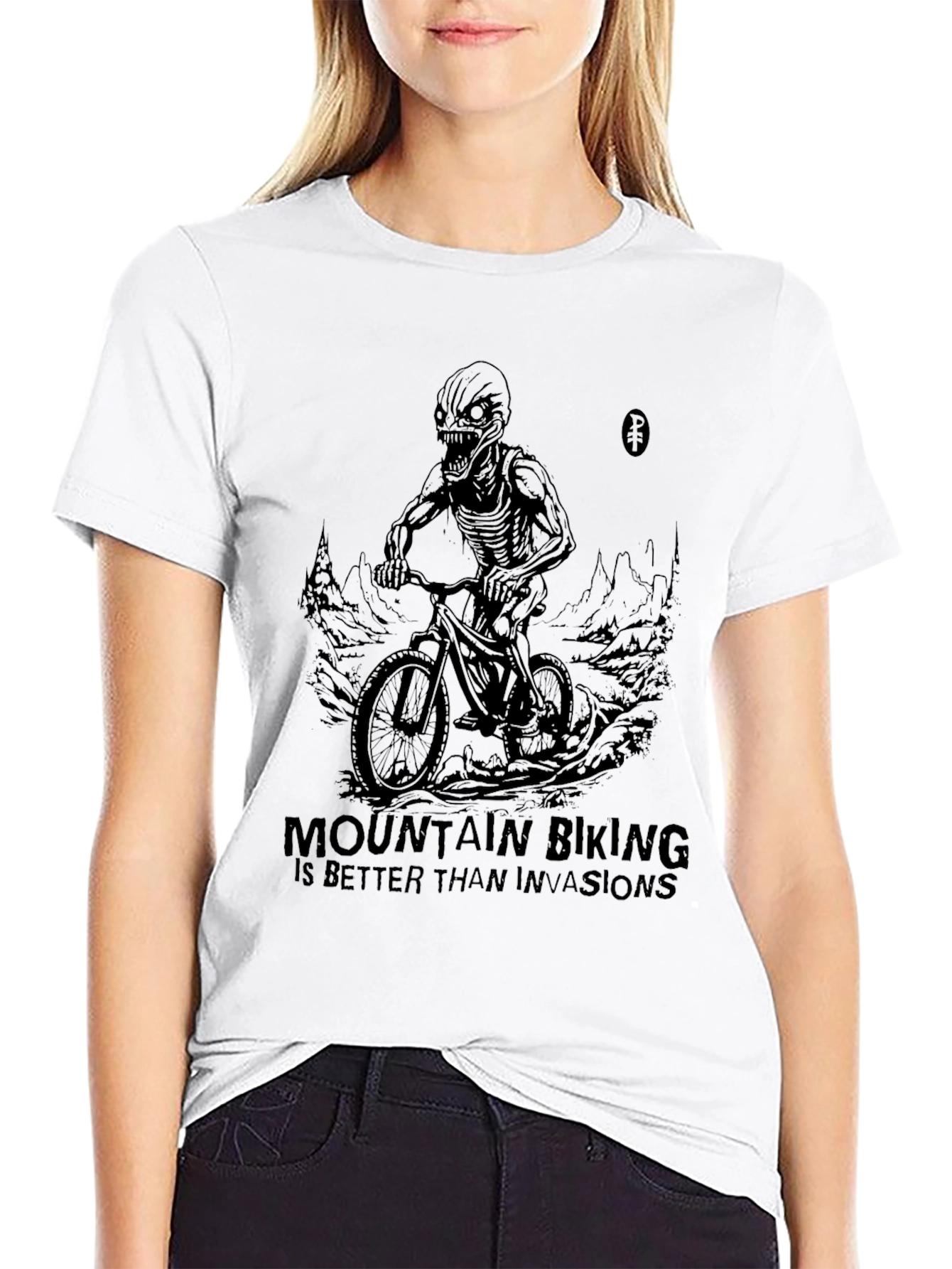 Mountain Biking Alien T-Shirt