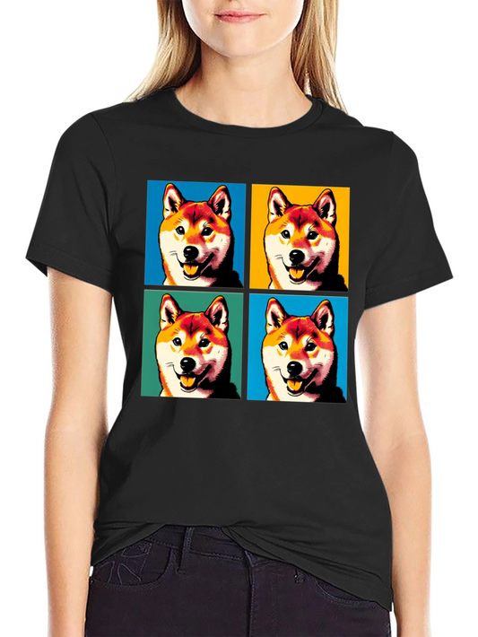 Shiba Inu Pop Art Black T-Shirt - Dog Lover Tee