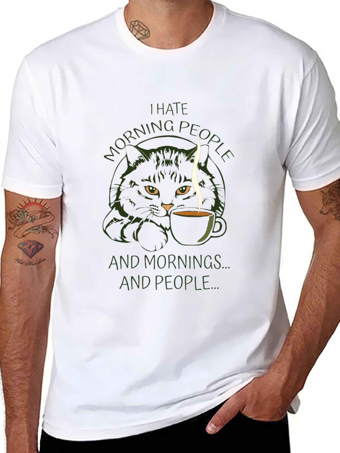 I Hate Morning People Cat T-Shirt