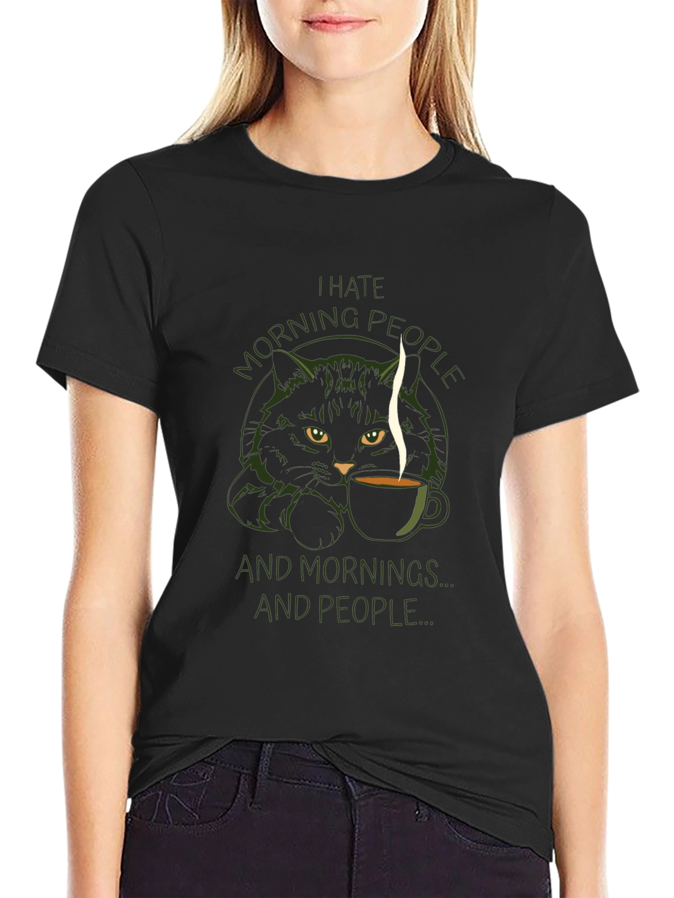 I Hate Morning People Cat T-Shirt