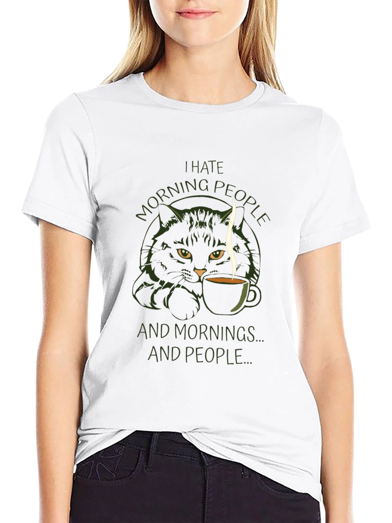 I Hate Morning People Cat T-Shirt