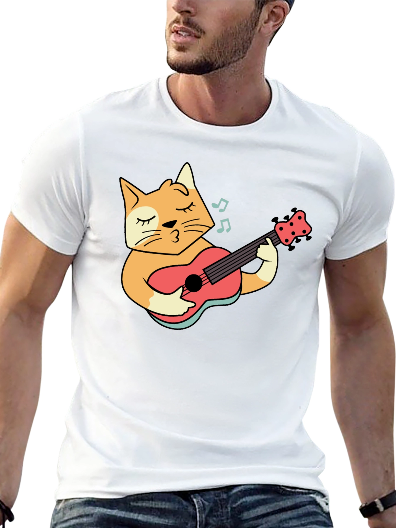 Cool Cat Guitarist Black T-Shirt