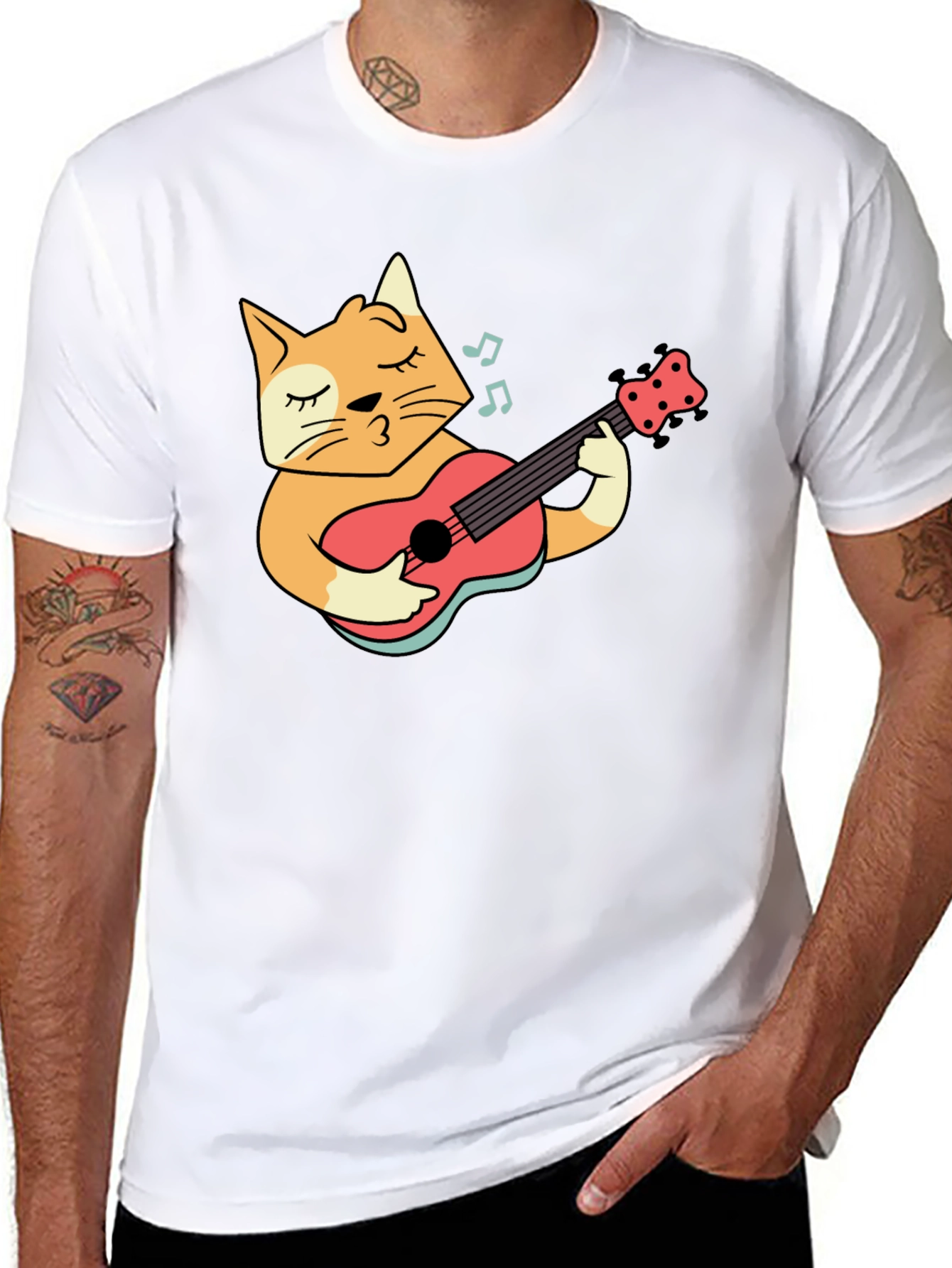Cool Cat Guitarist Black T-Shirt