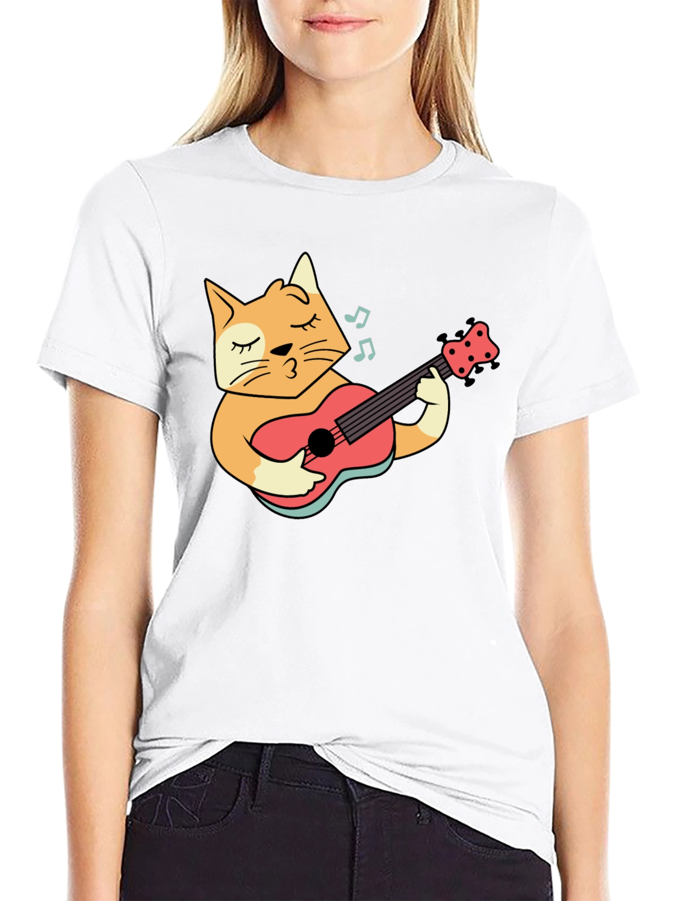Cool Cat Guitarist Black T-Shirt