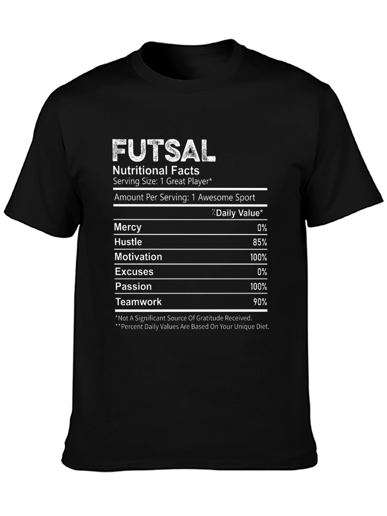 Futsal Nutritional Facts Graphic T-Shirt
