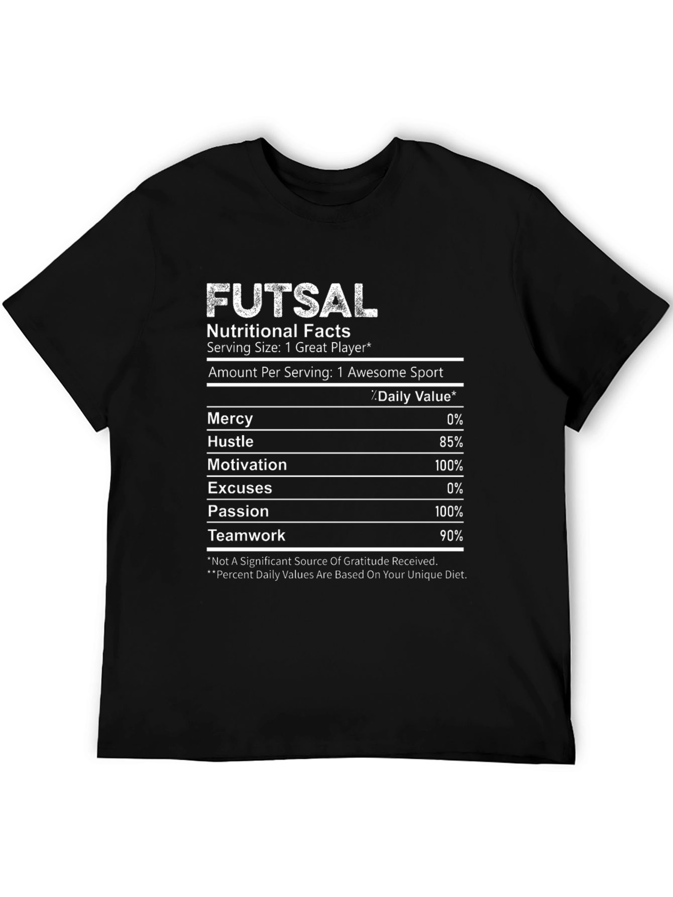 Futsal Nutritional Facts Graphic T-Shirt