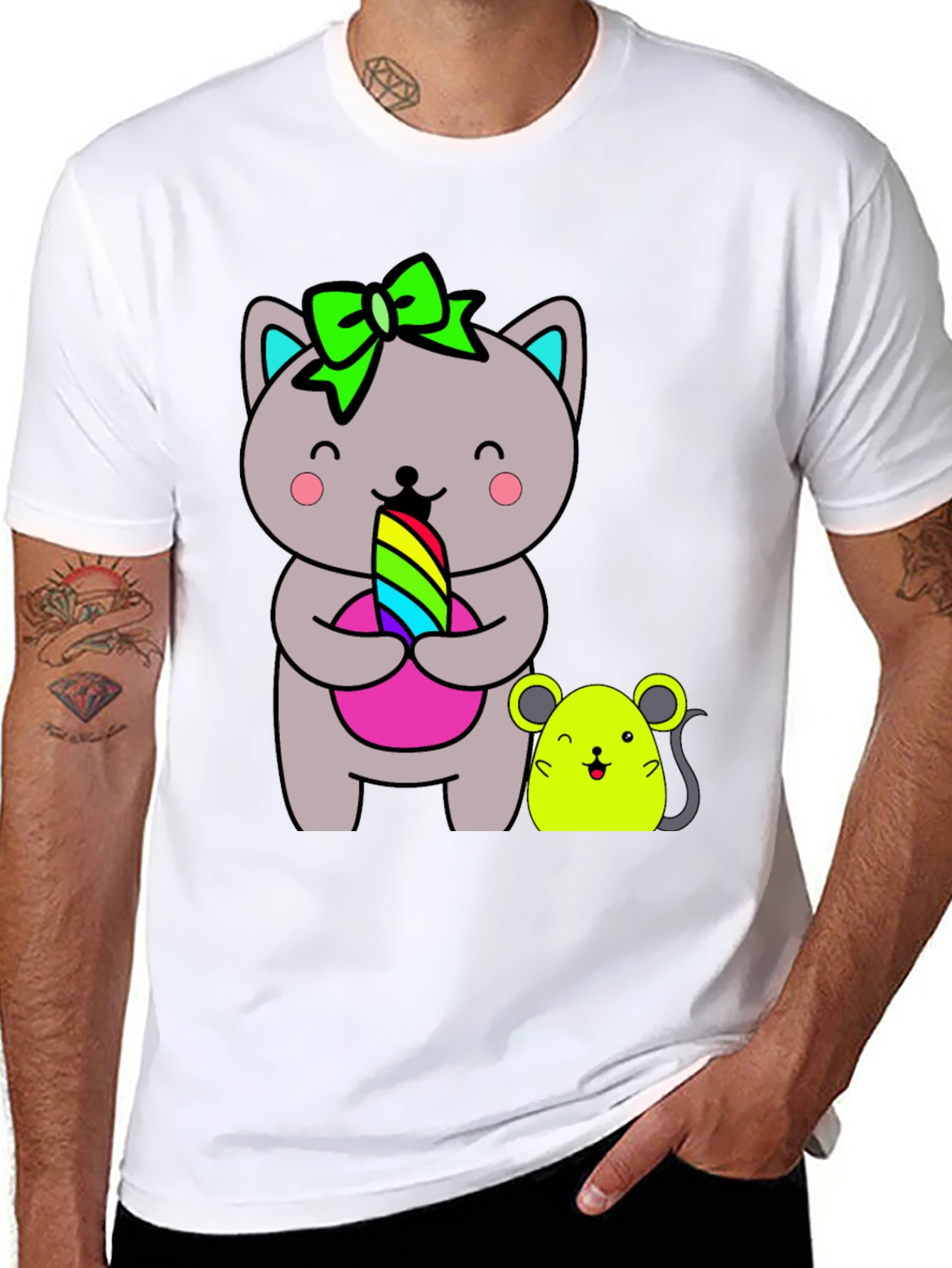 Cute Cat & Mouse Graphic Tee