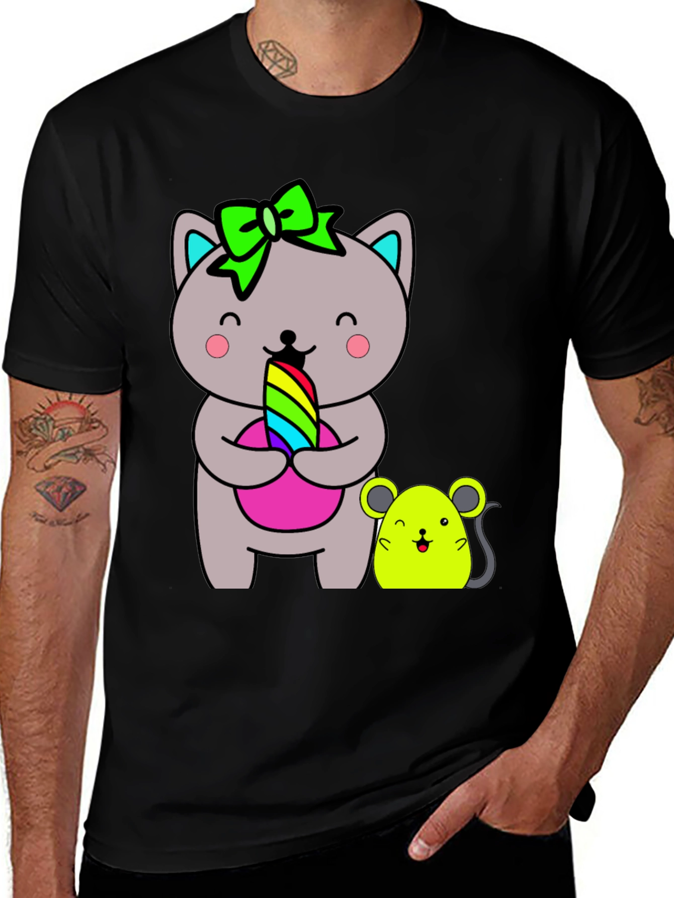 Cute Cat & Mouse Graphic Tee