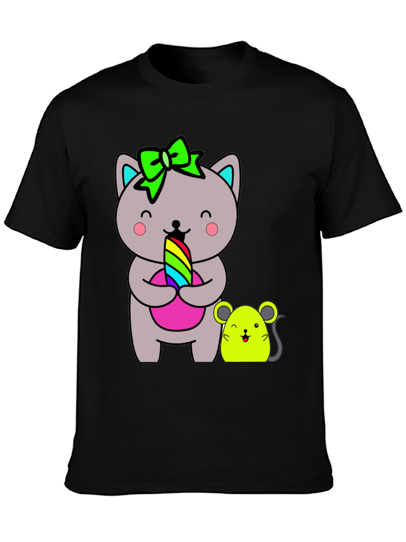 Cute Cat & Mouse Graphic Tee