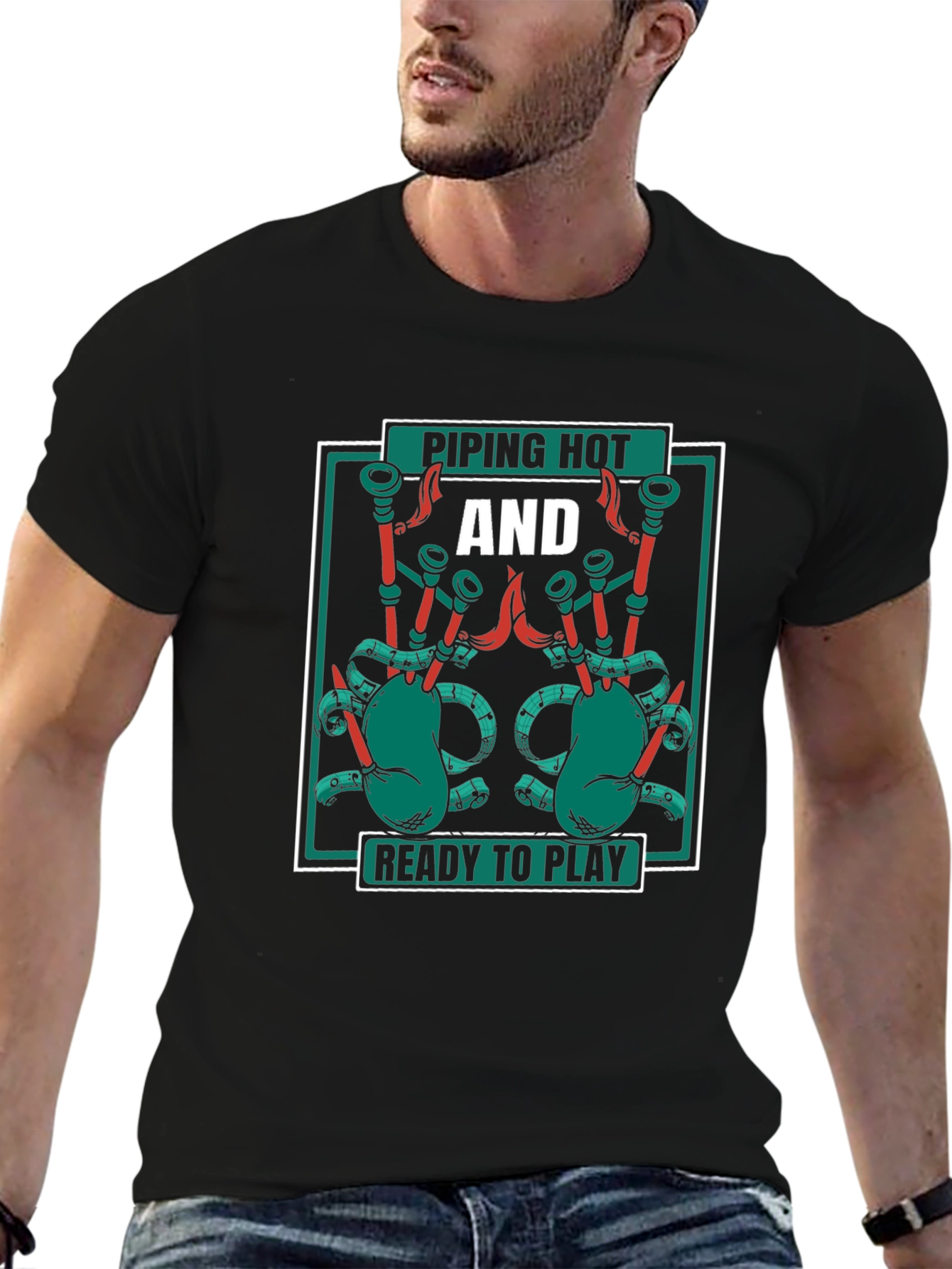 Piping Hot Bagpipe Graphic T-Shirt