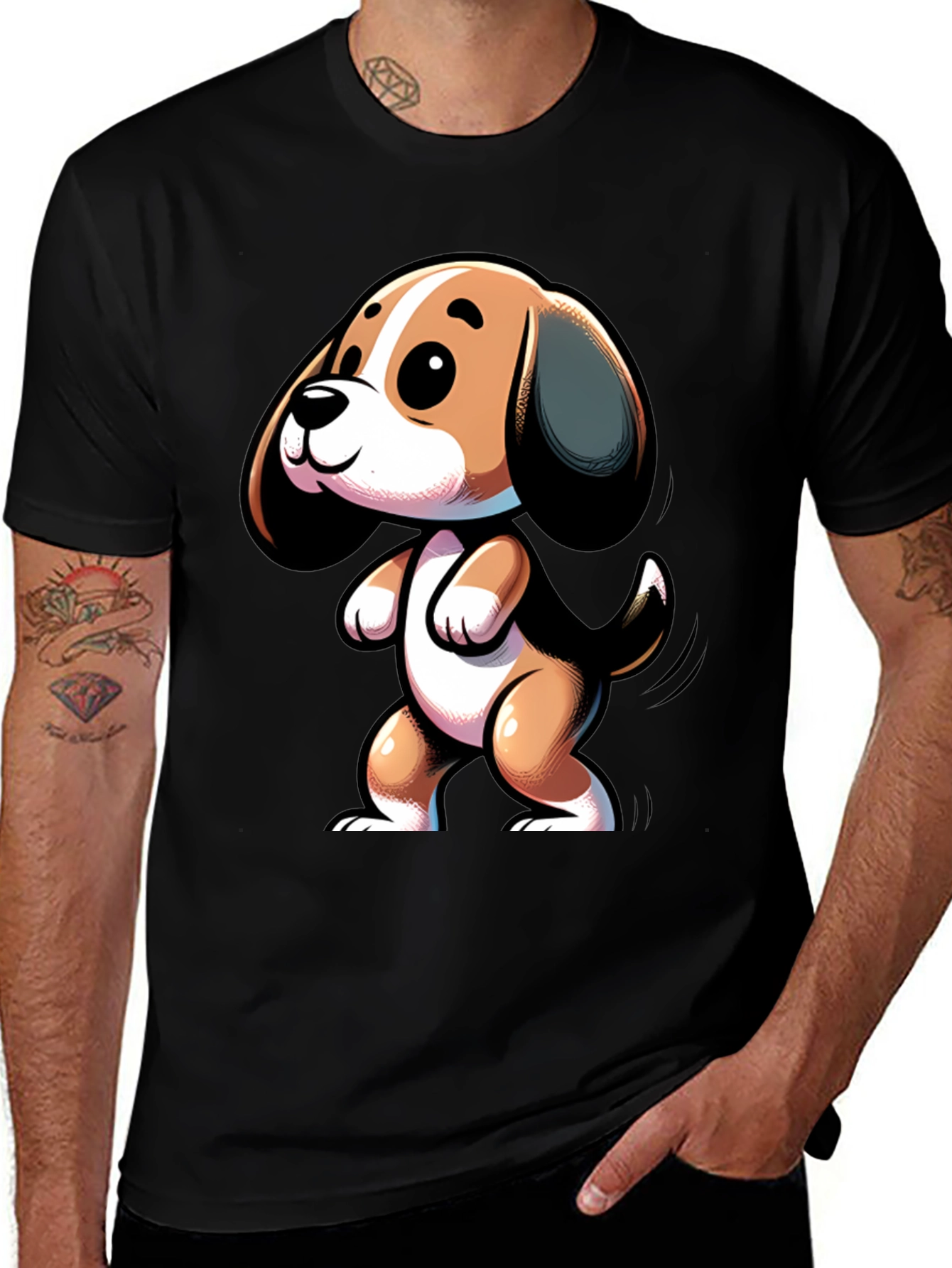 Cute Cartoon Beagle Puppy Dog Graphic T-Shirt