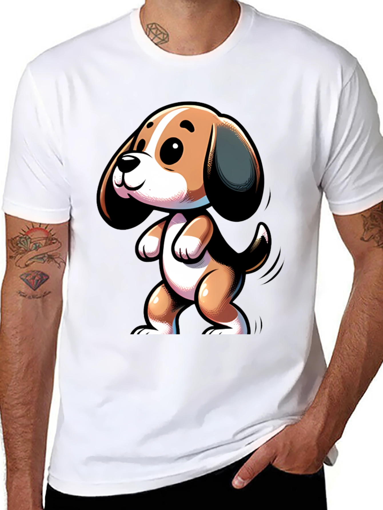 Cute Cartoon Beagle Puppy Dog Graphic T-Shirt