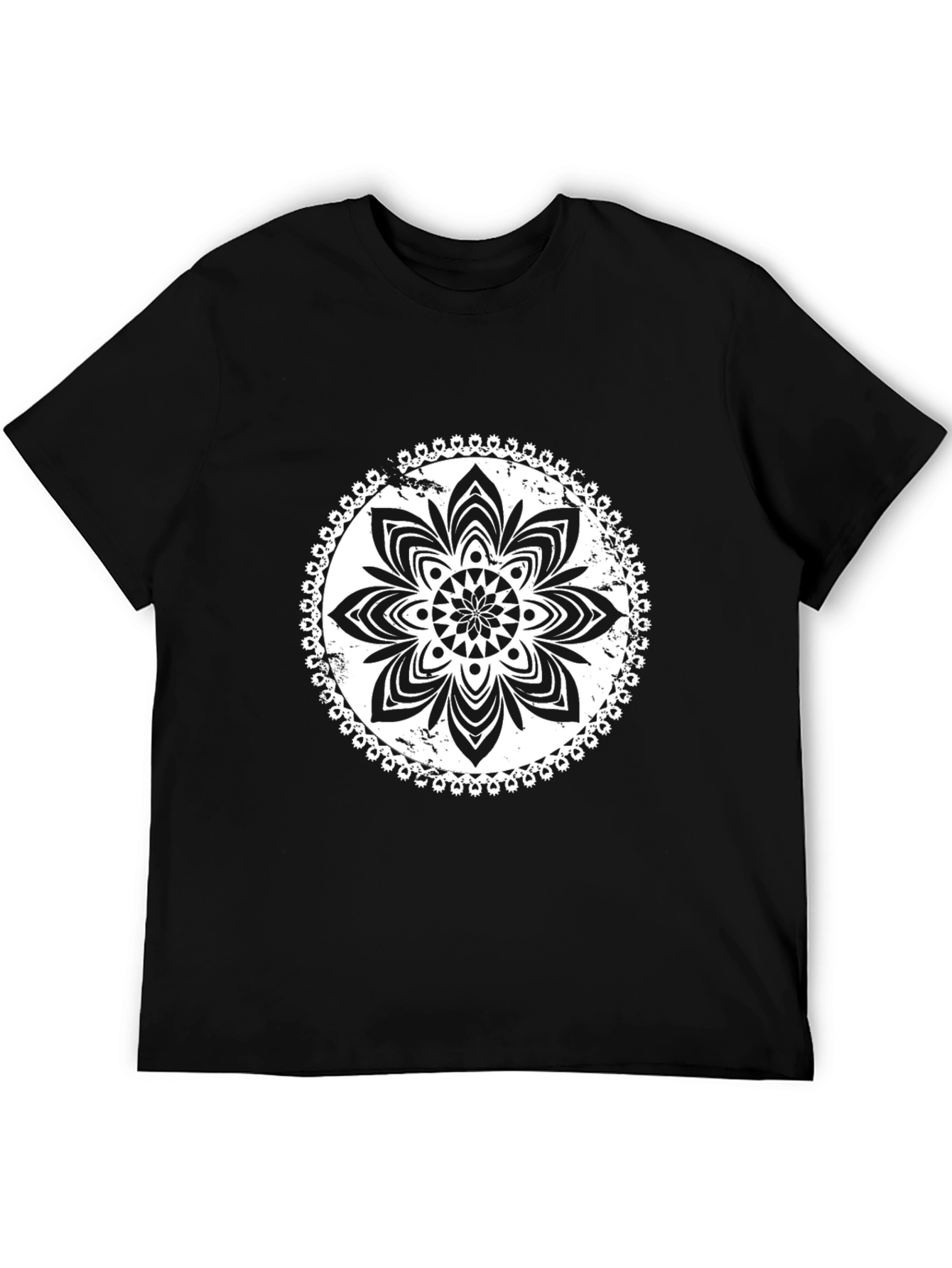Mens Black T-Shirt with Mandala Design