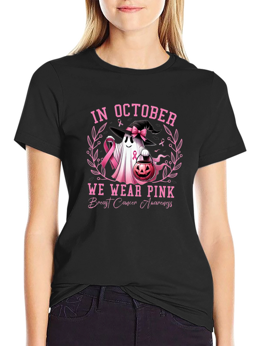 October Breast Cancer Awareness Ghost T-Shirt