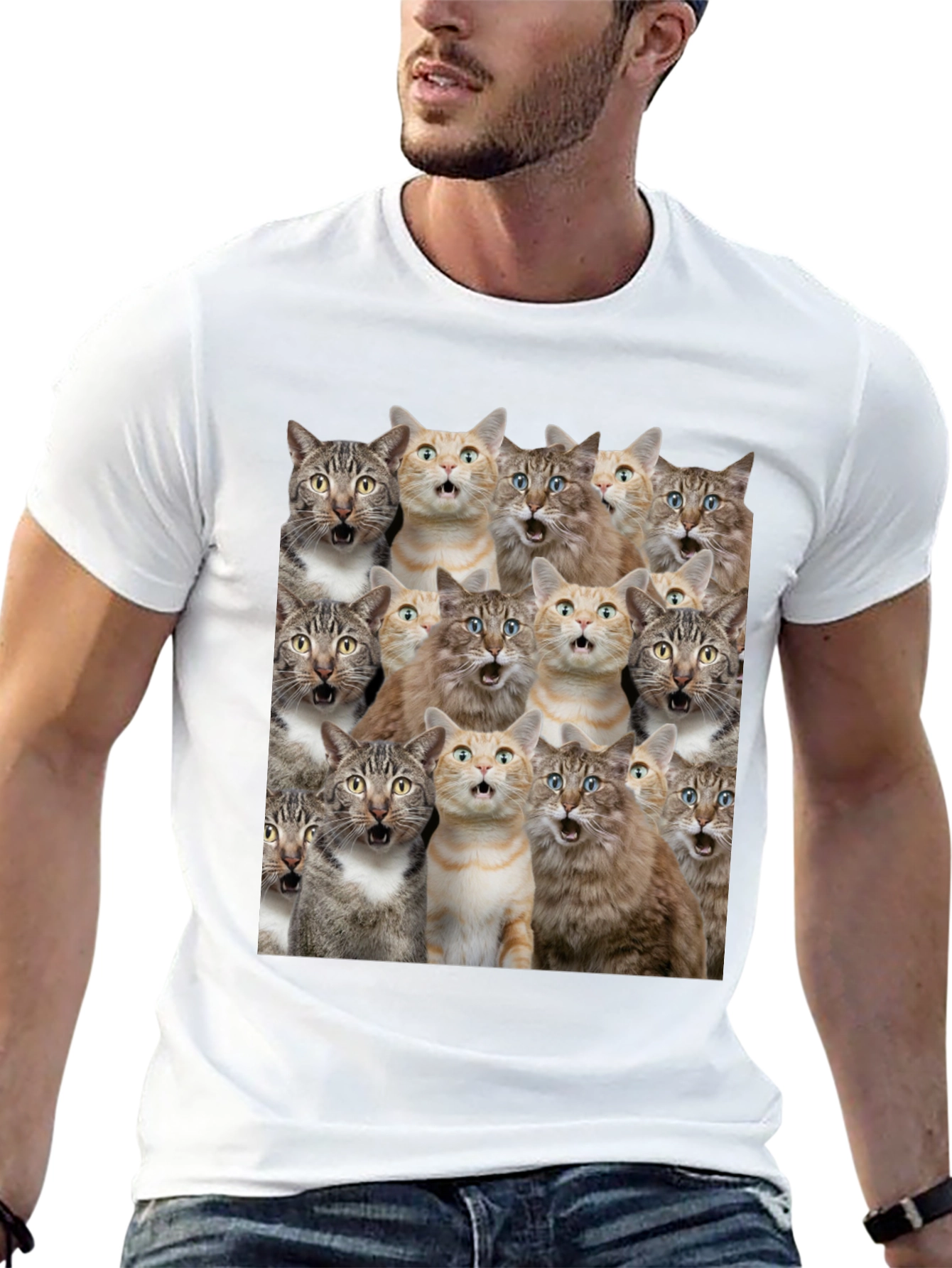 Surprised Cats Graphic Tee - Funny Mens T-Shirt