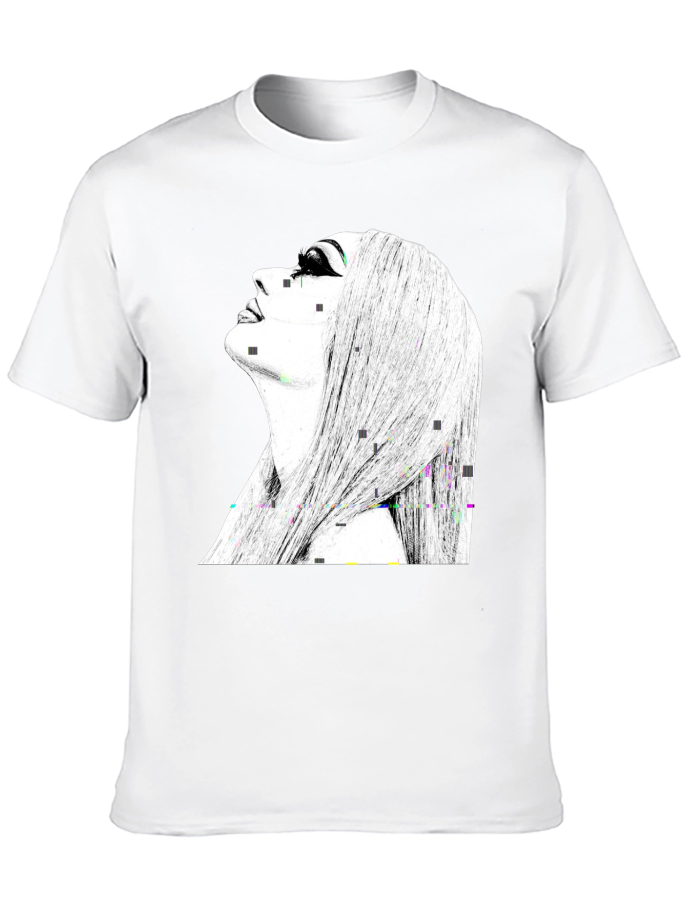 Black Graphic Tee - Woman Portrait Design