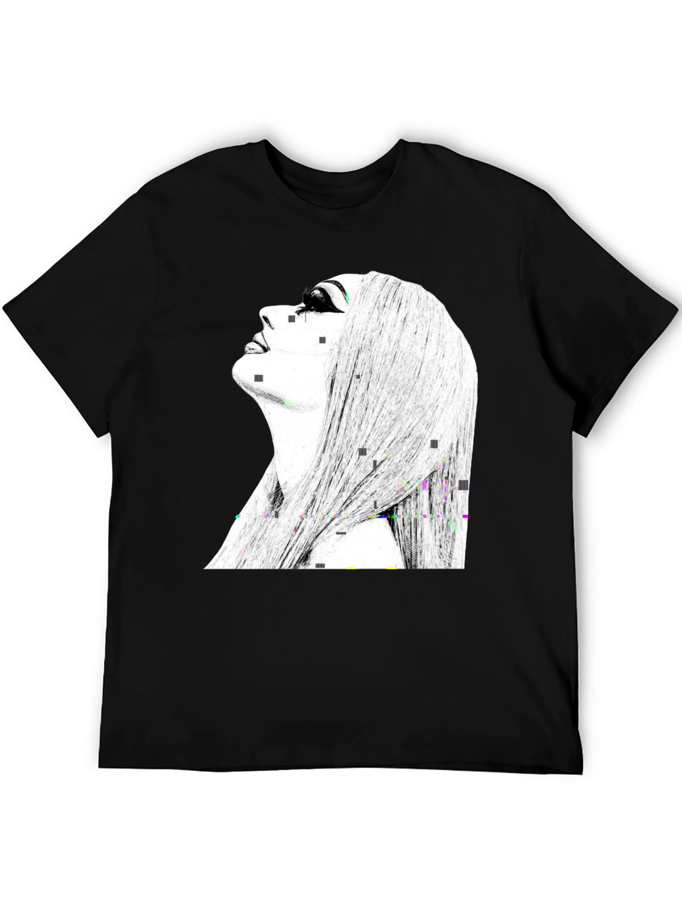 Black Graphic Tee - Woman Portrait Design