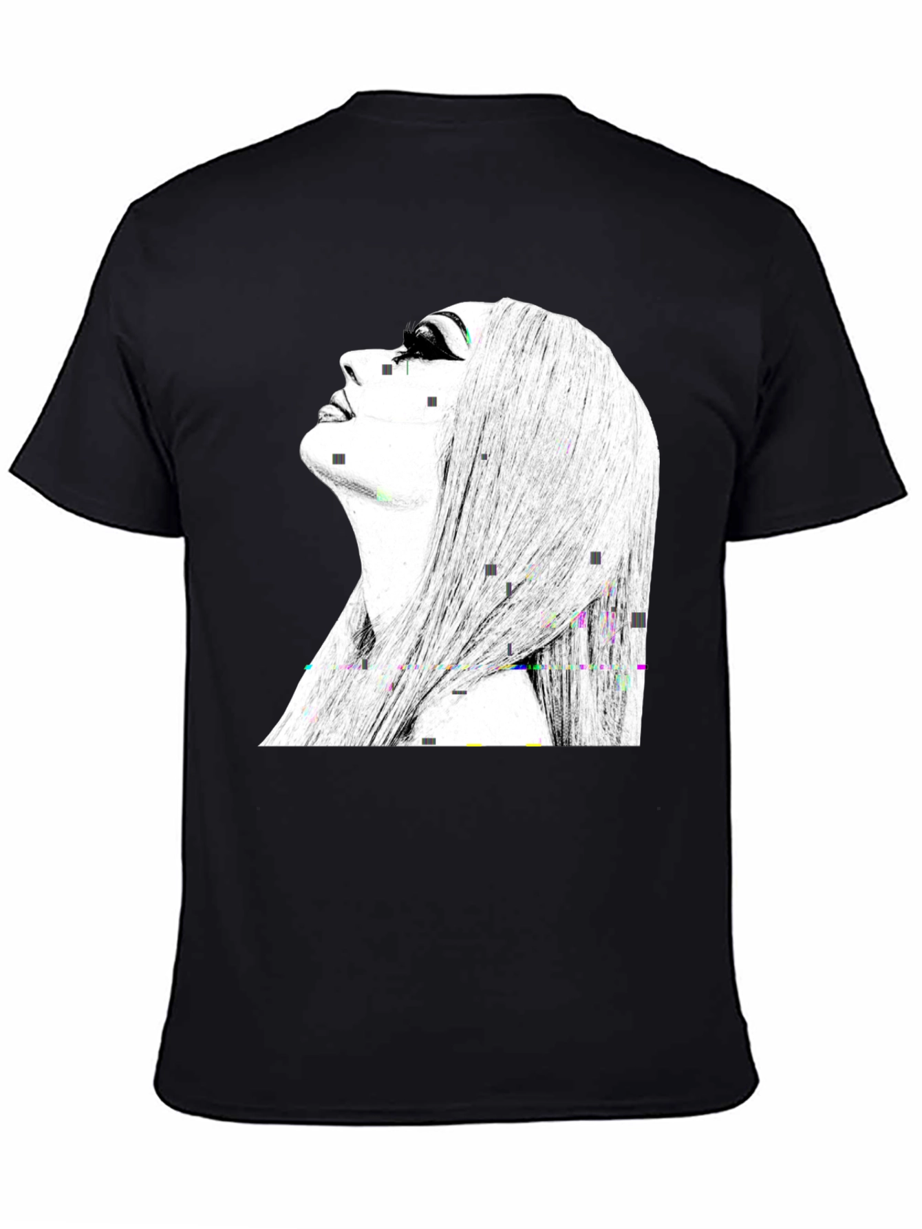 Black Graphic Tee - Woman Portrait Design