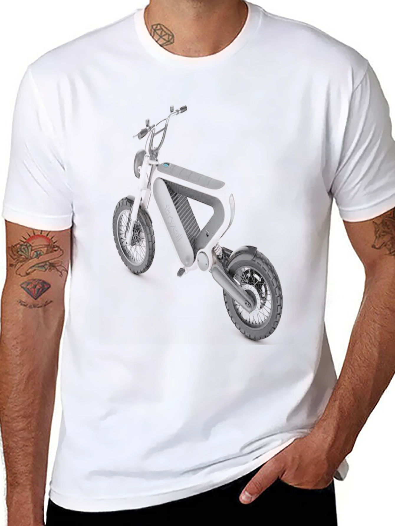 Mens Black Graphic Tee - Electric Motorcycle Design