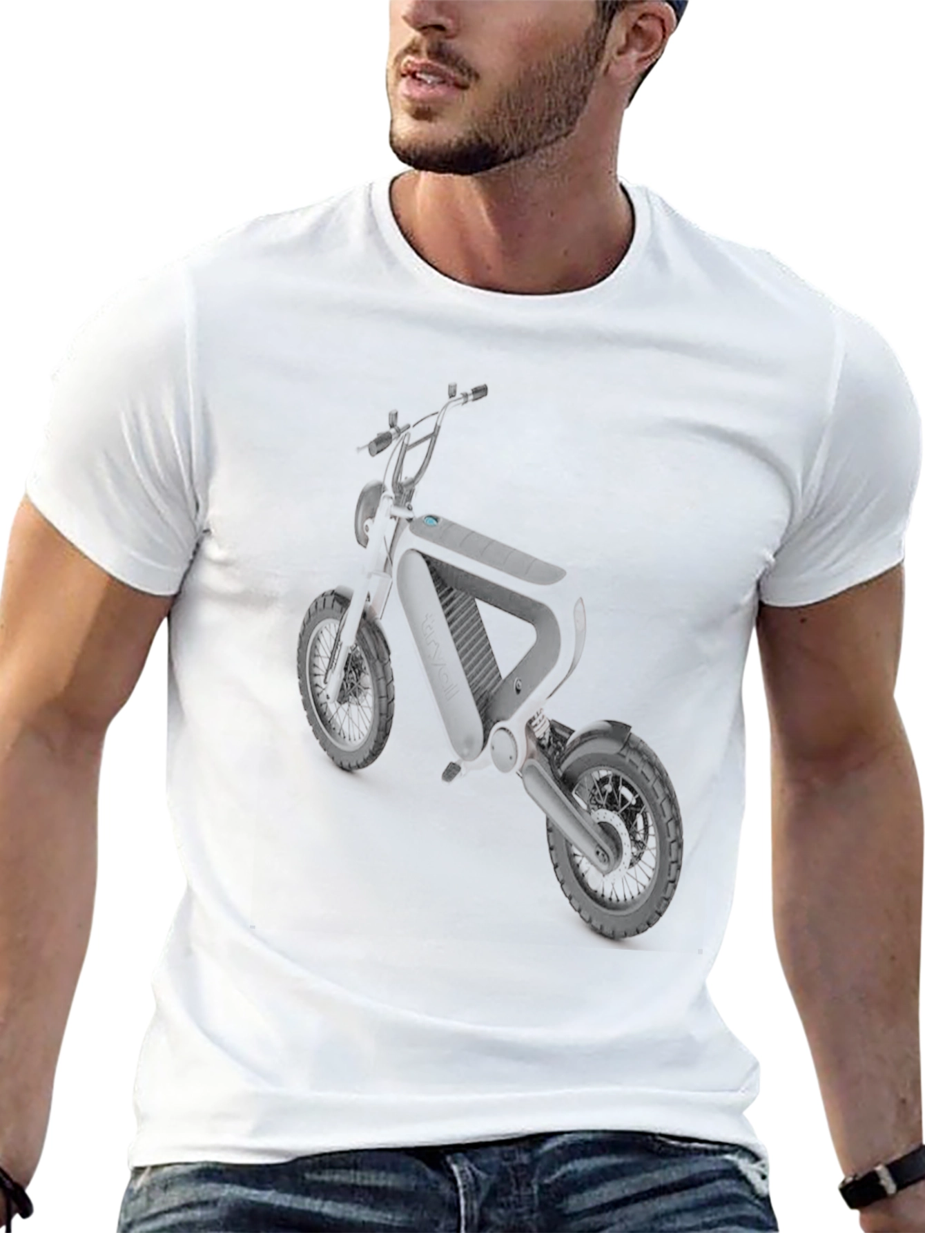 Mens Black Graphic Tee - Electric Motorcycle Design