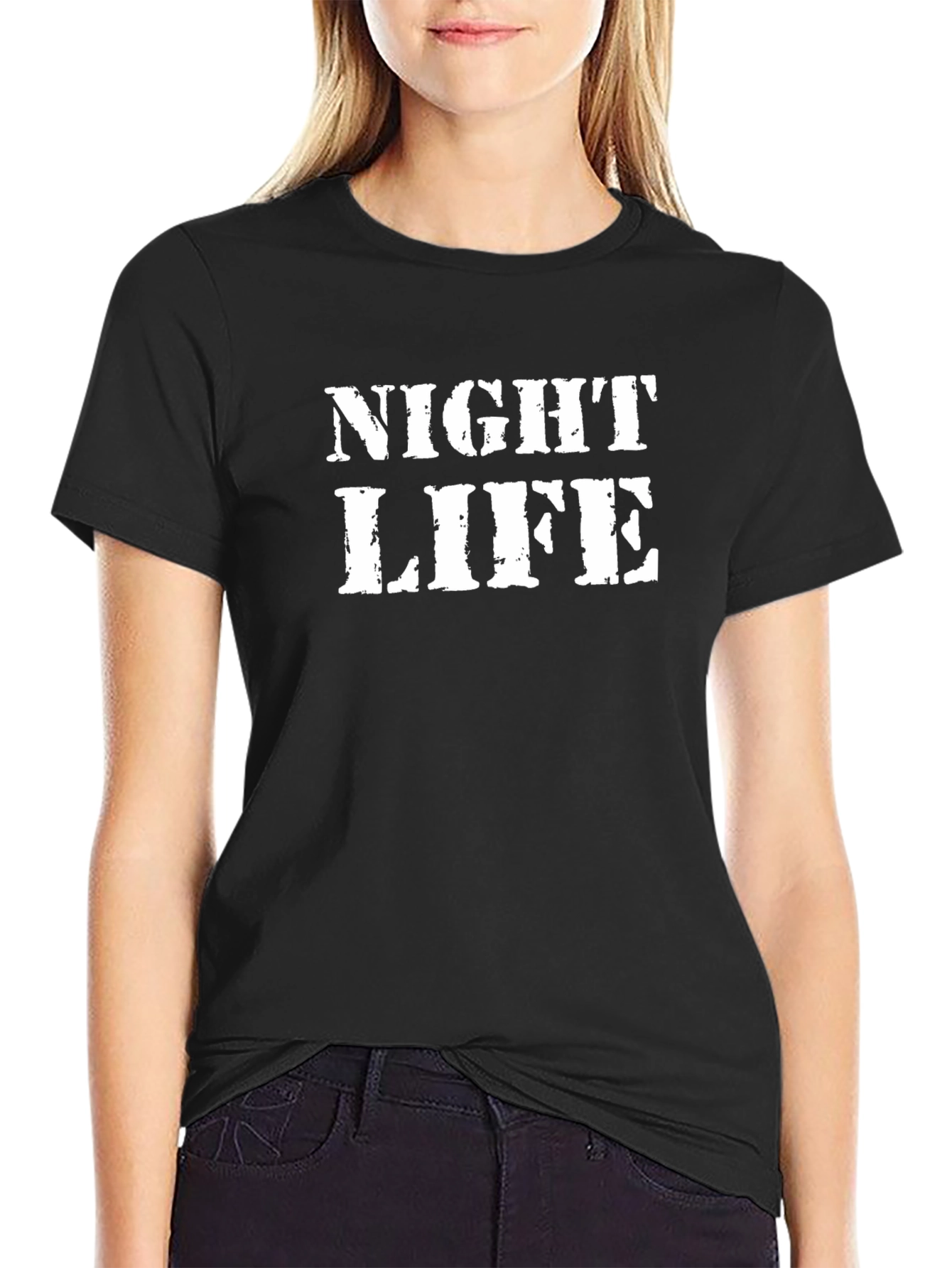 Night Life Black Graphic T-Shirt
