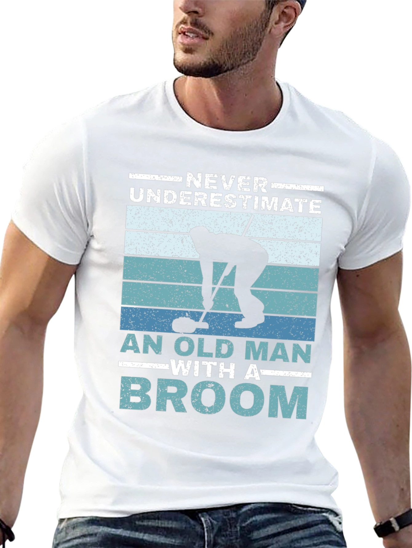 Never Underestimate An Old Man With A Broom T-Shirt