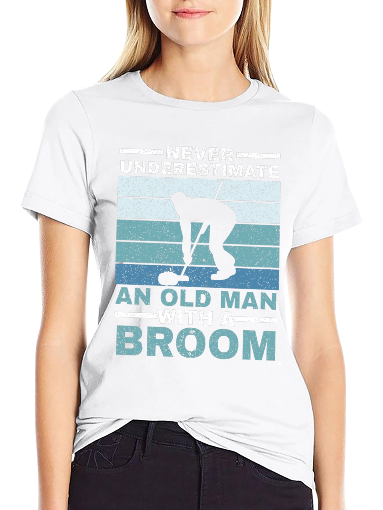 Never Underestimate An Old Man With A Broom T-Shirt