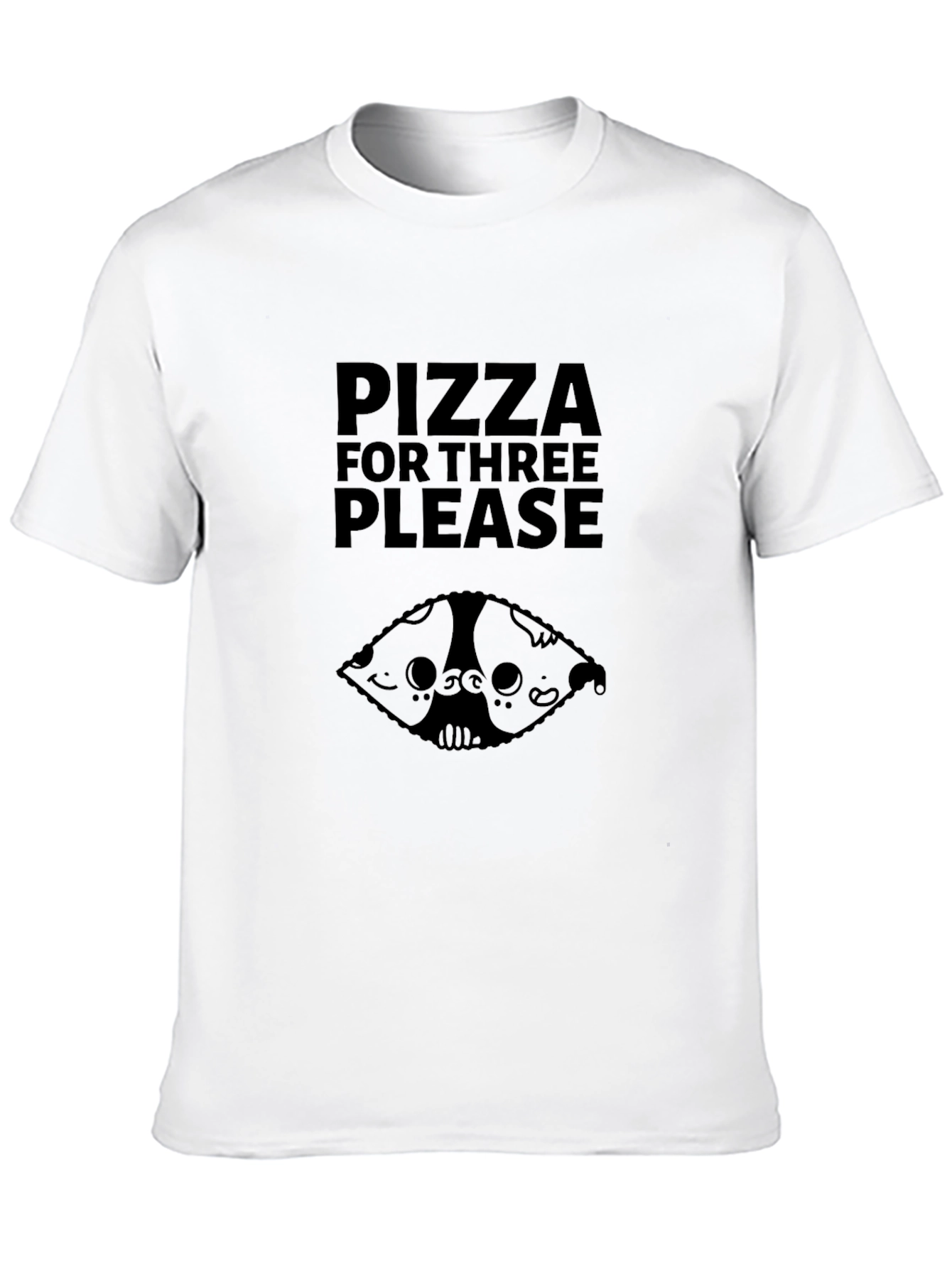 Pizza for Three Please Black Graphic Tee