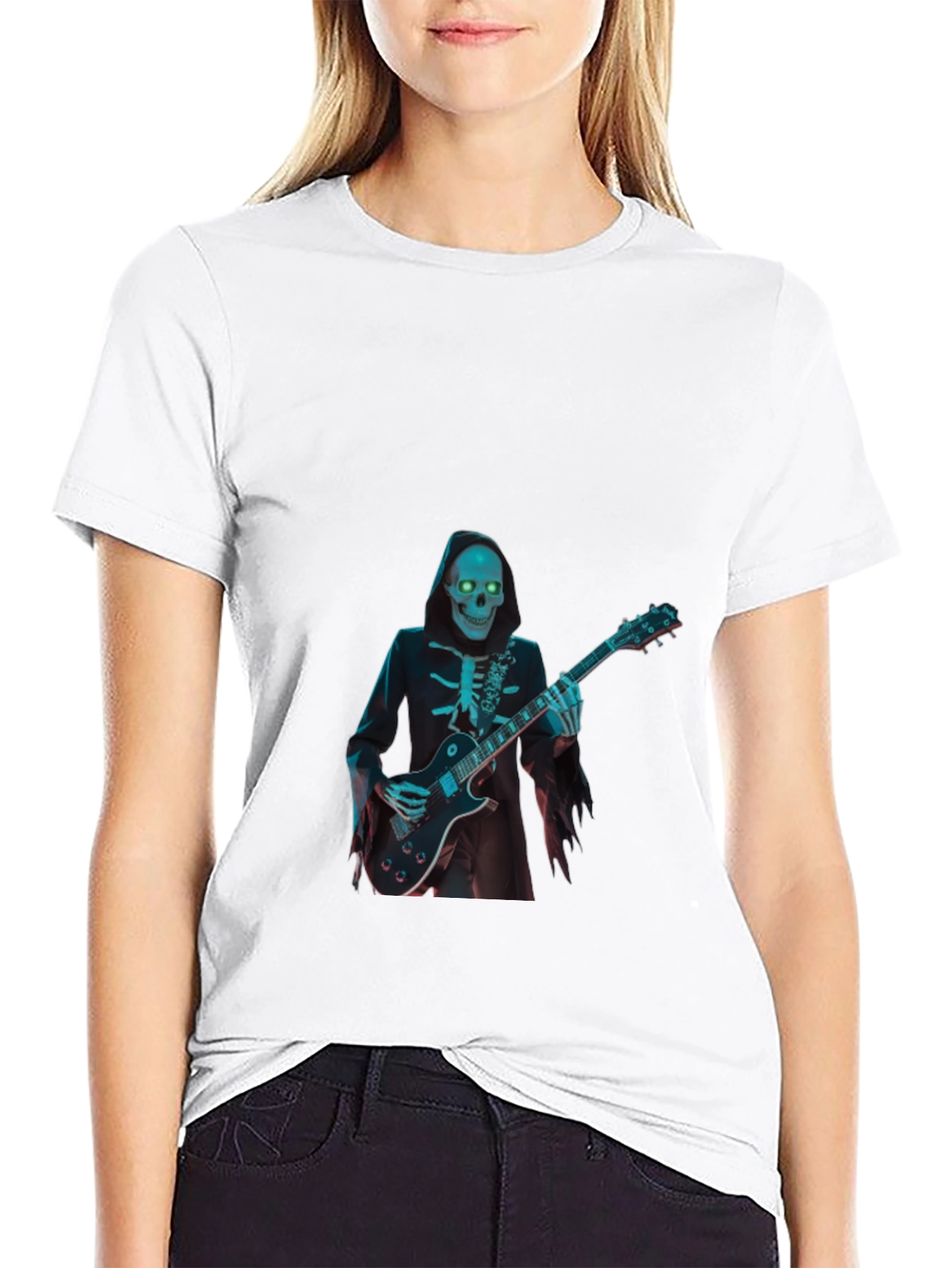 Skeleton Guitarist Graphic T-Shirt - Black