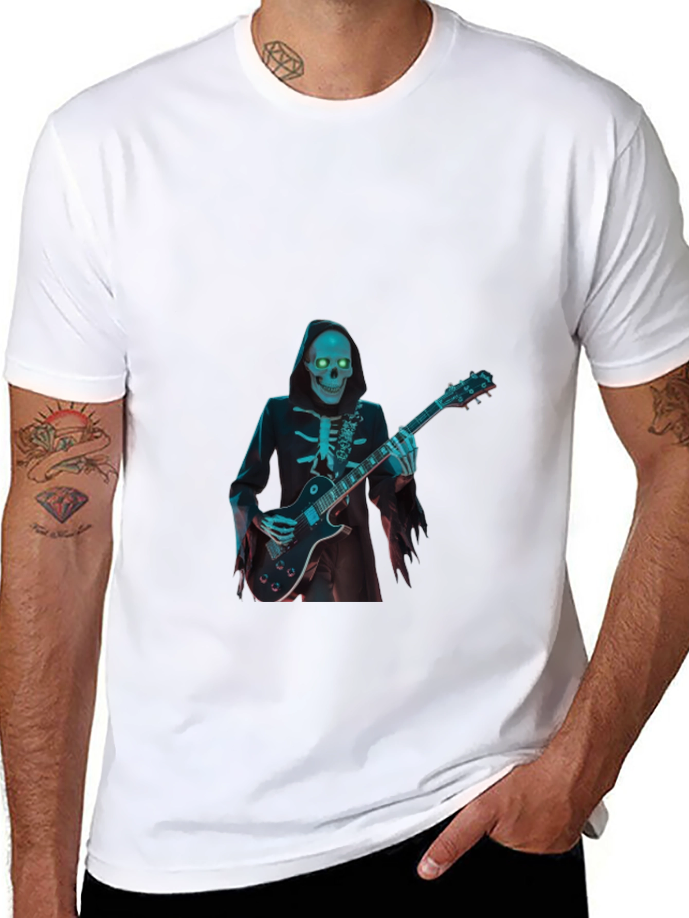 Skeleton Guitarist Graphic T-Shirt - Black
