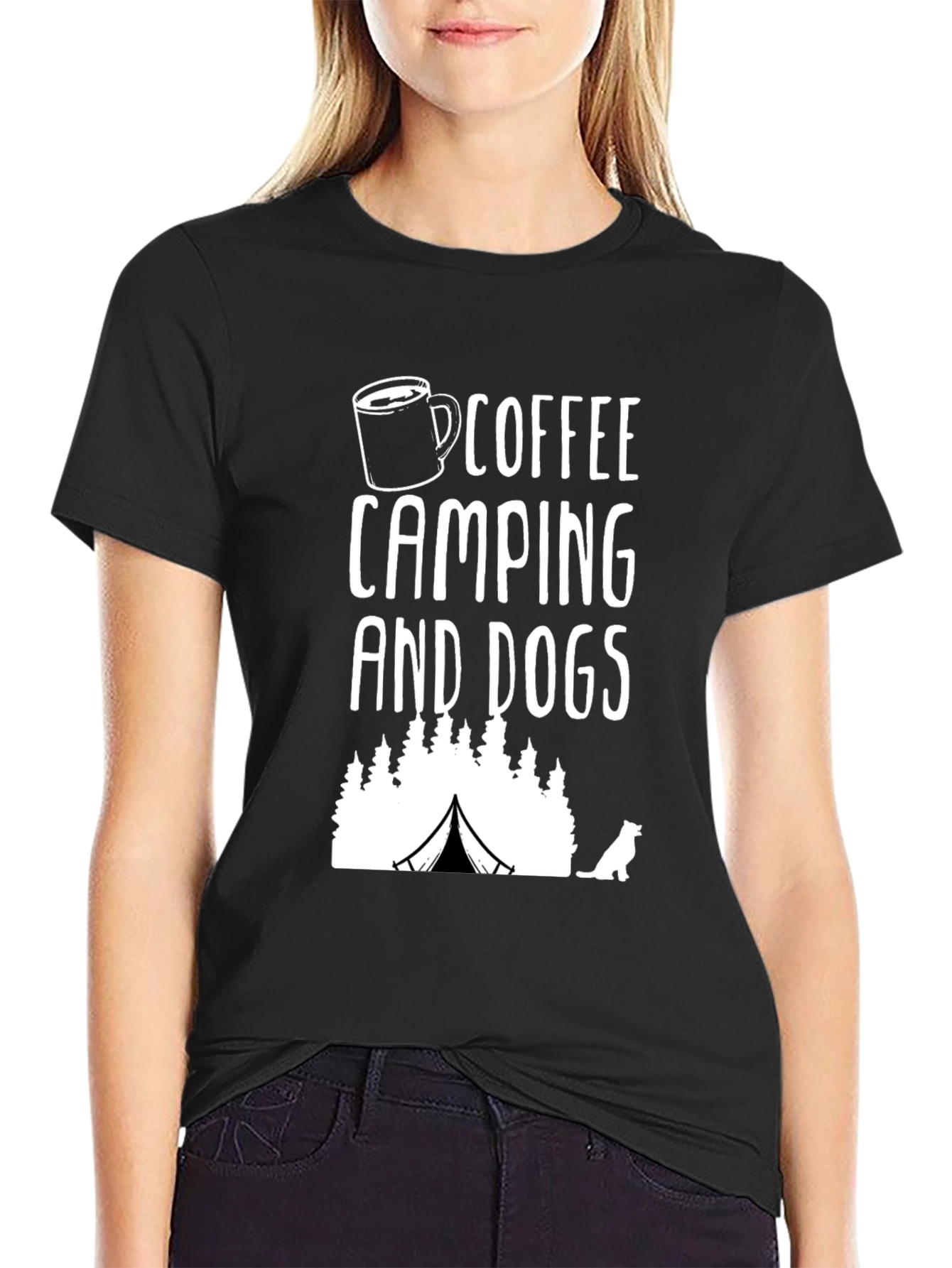 Coffee Camping and Dogs Graphic T-Shirt