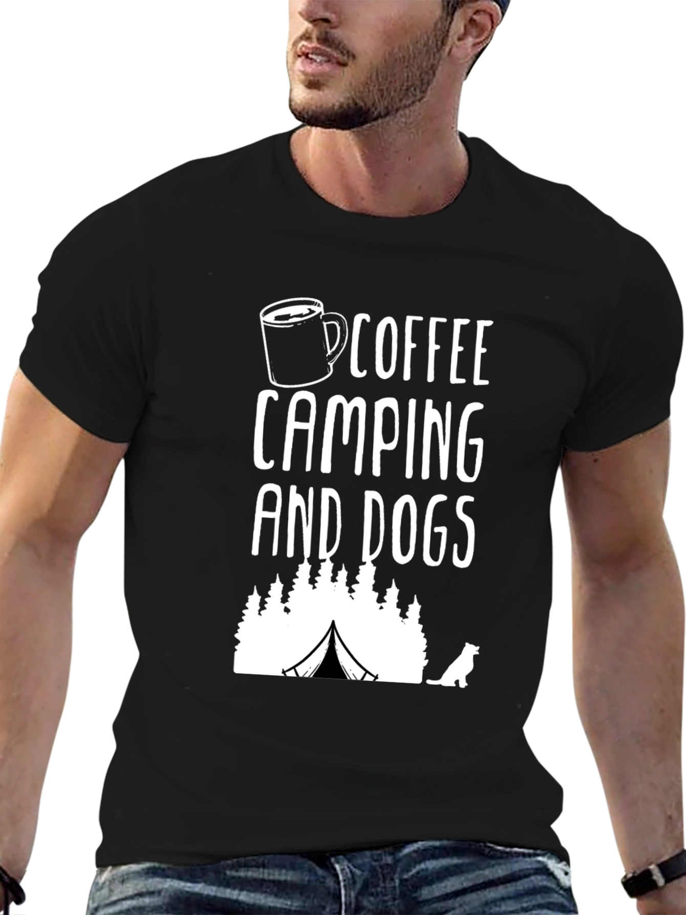 Coffee Camping and Dogs Graphic T-Shirt