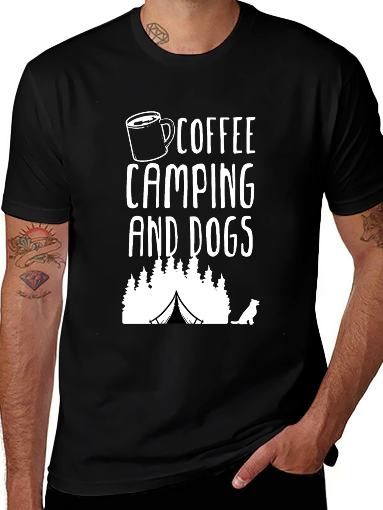 Coffee Camping and Dogs Graphic T-Shirt
