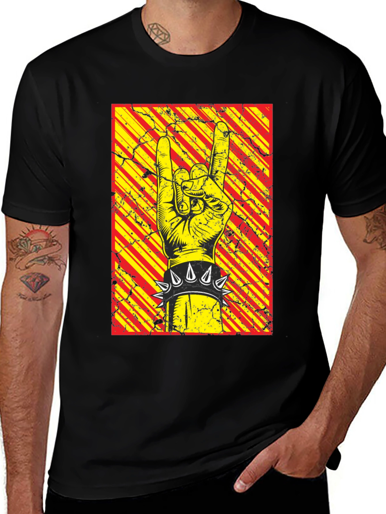 Rock On Graphic Tee - Black Cotton T-Shirt