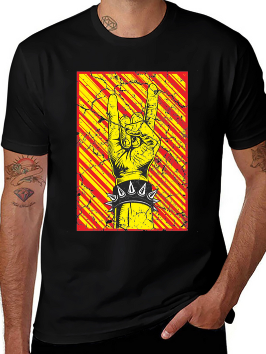 Rock On Graphic Tee - Black Cotton T-Shirt