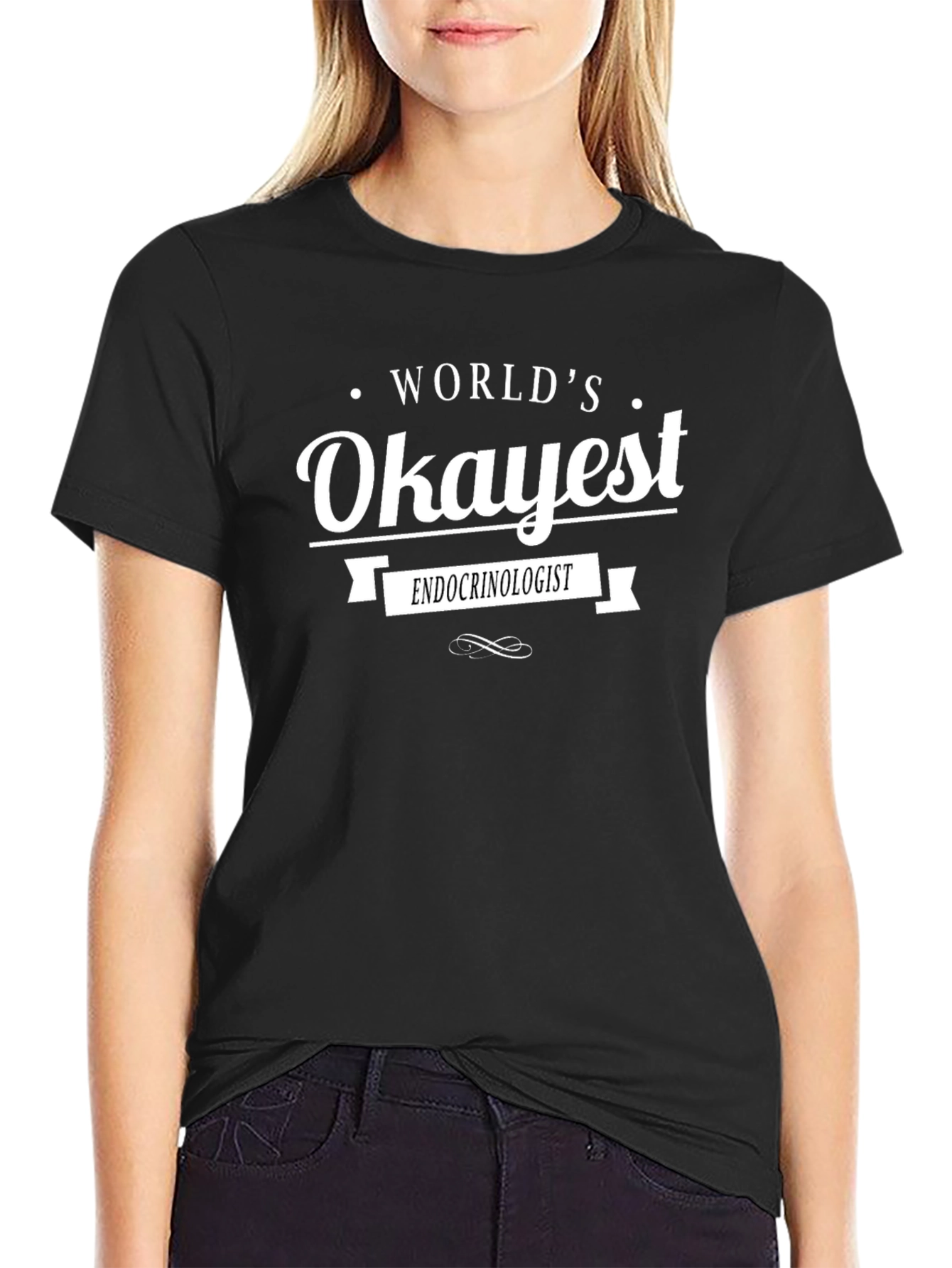 Worlds Okayest Endocrinologist Black Graphic T-Shirt