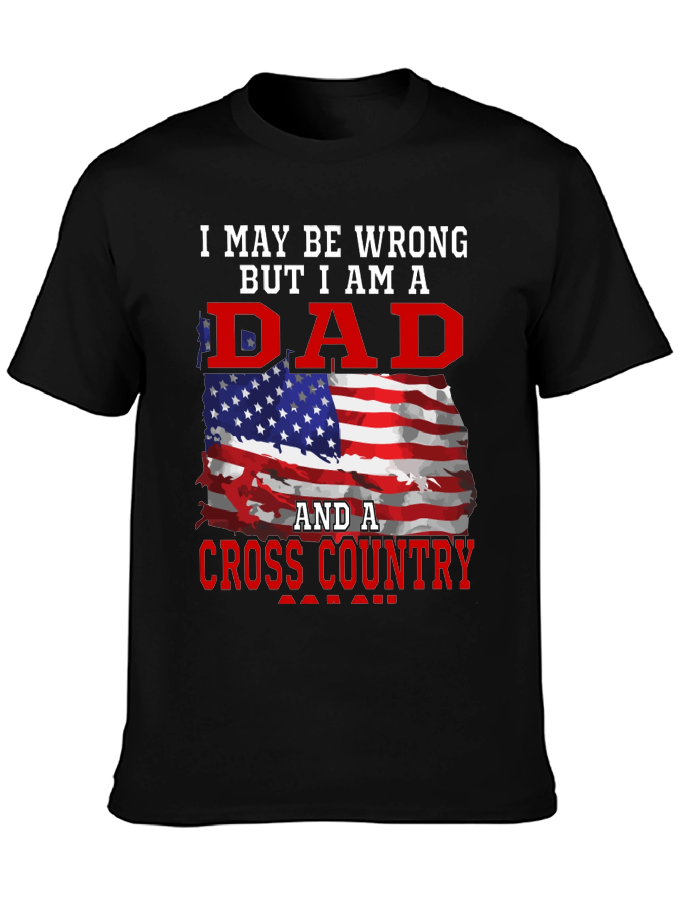 Dad Cross Country T-Shirt Patriotic American Flag