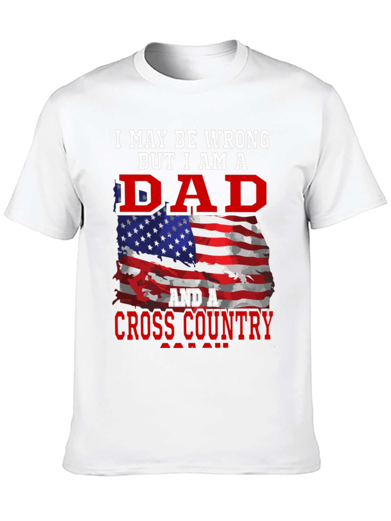Dad Cross Country T-Shirt Patriotic American Flag