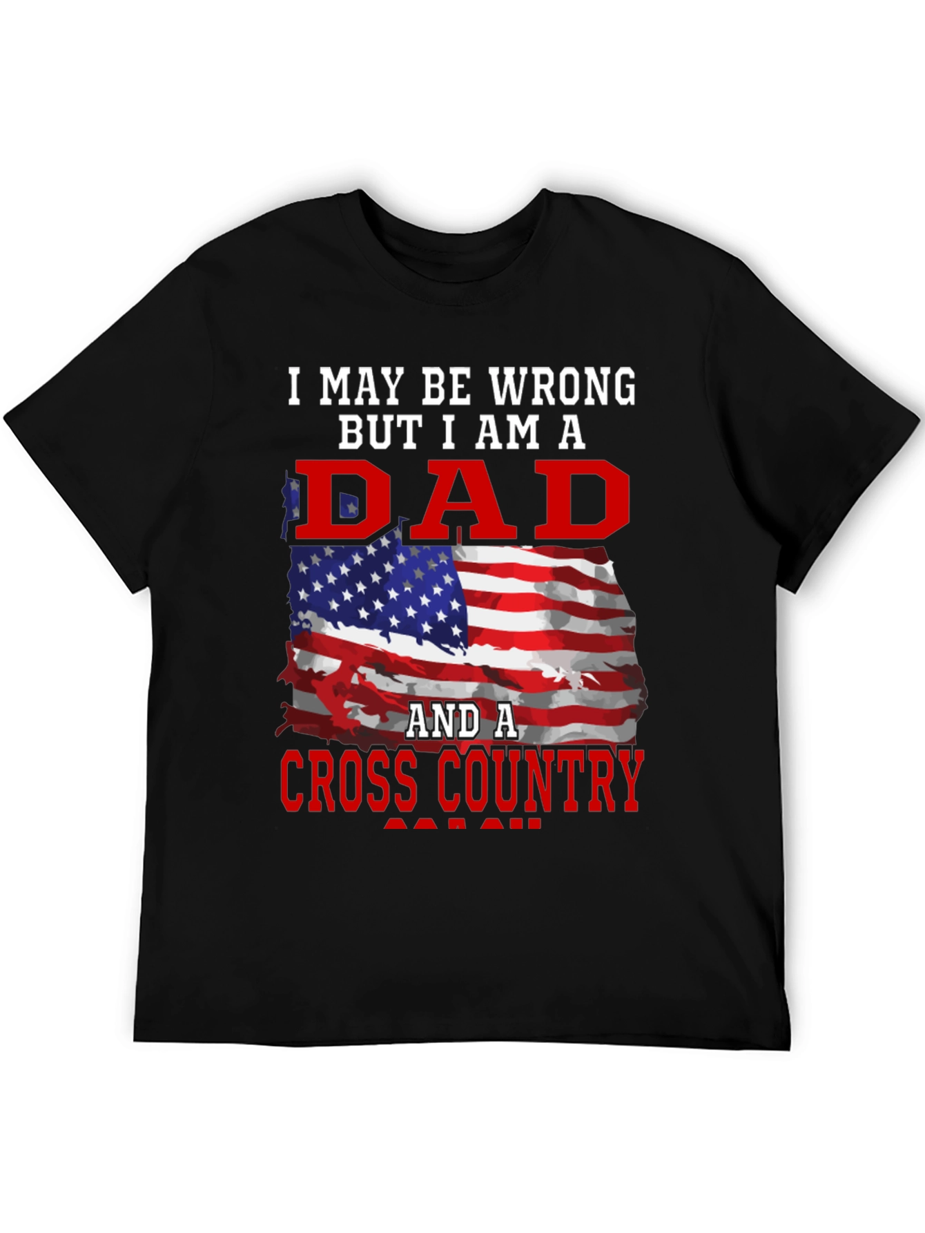 Dad Cross Country T-Shirt Patriotic American Flag