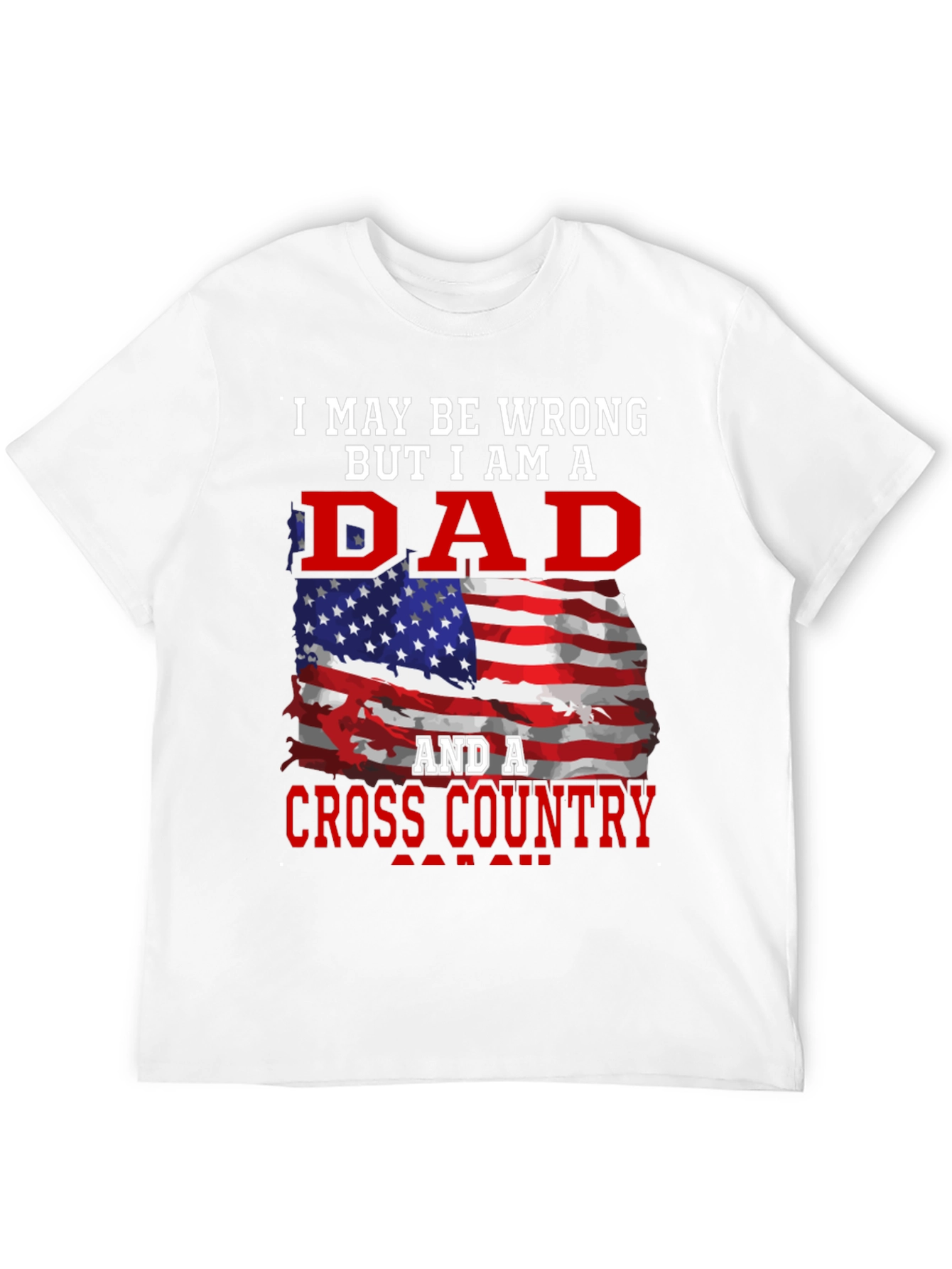 Dad Cross Country T-Shirt Patriotic American Flag