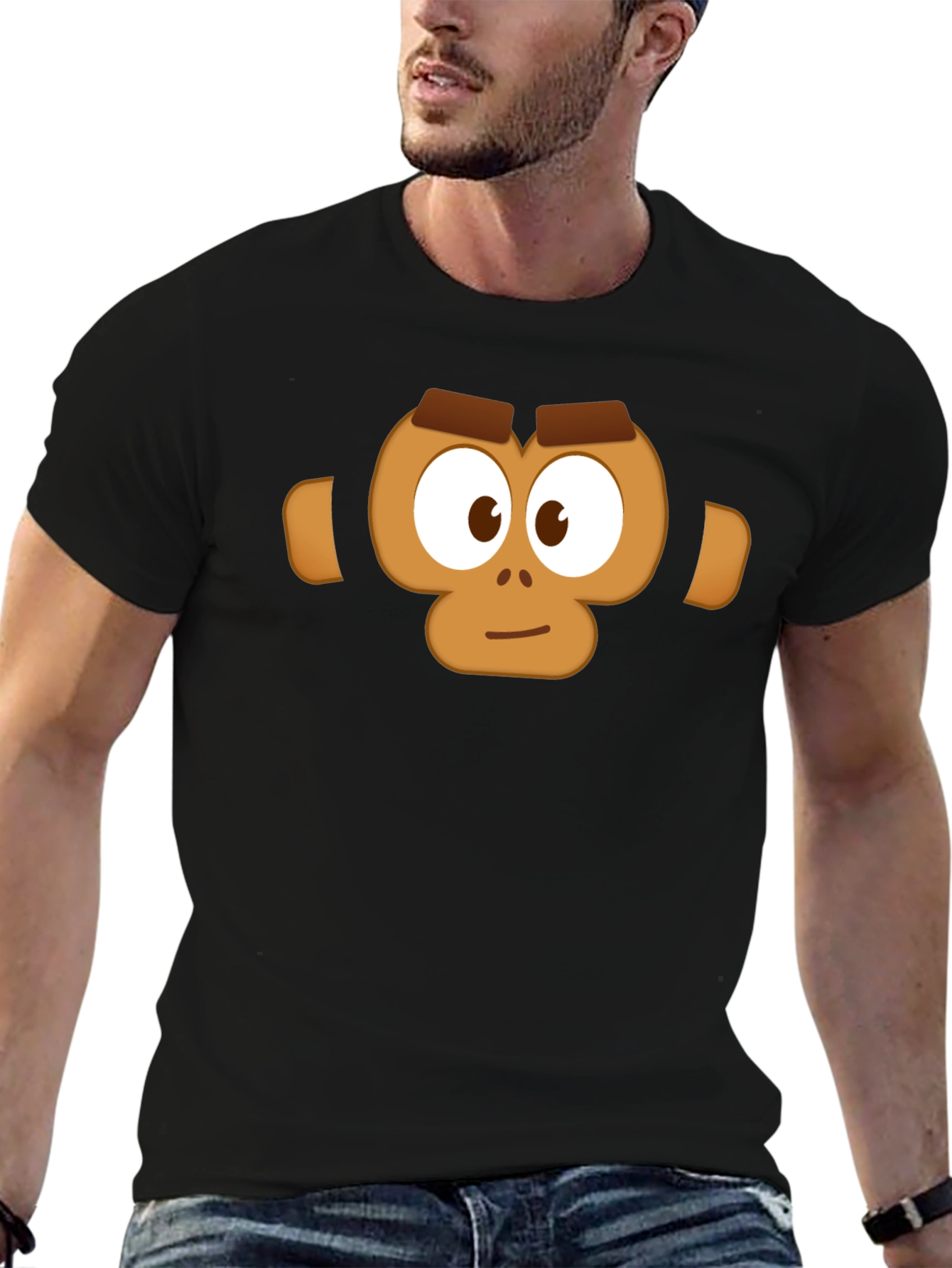 Monkey Face Graphic T-Shirt - Casual Black Tee