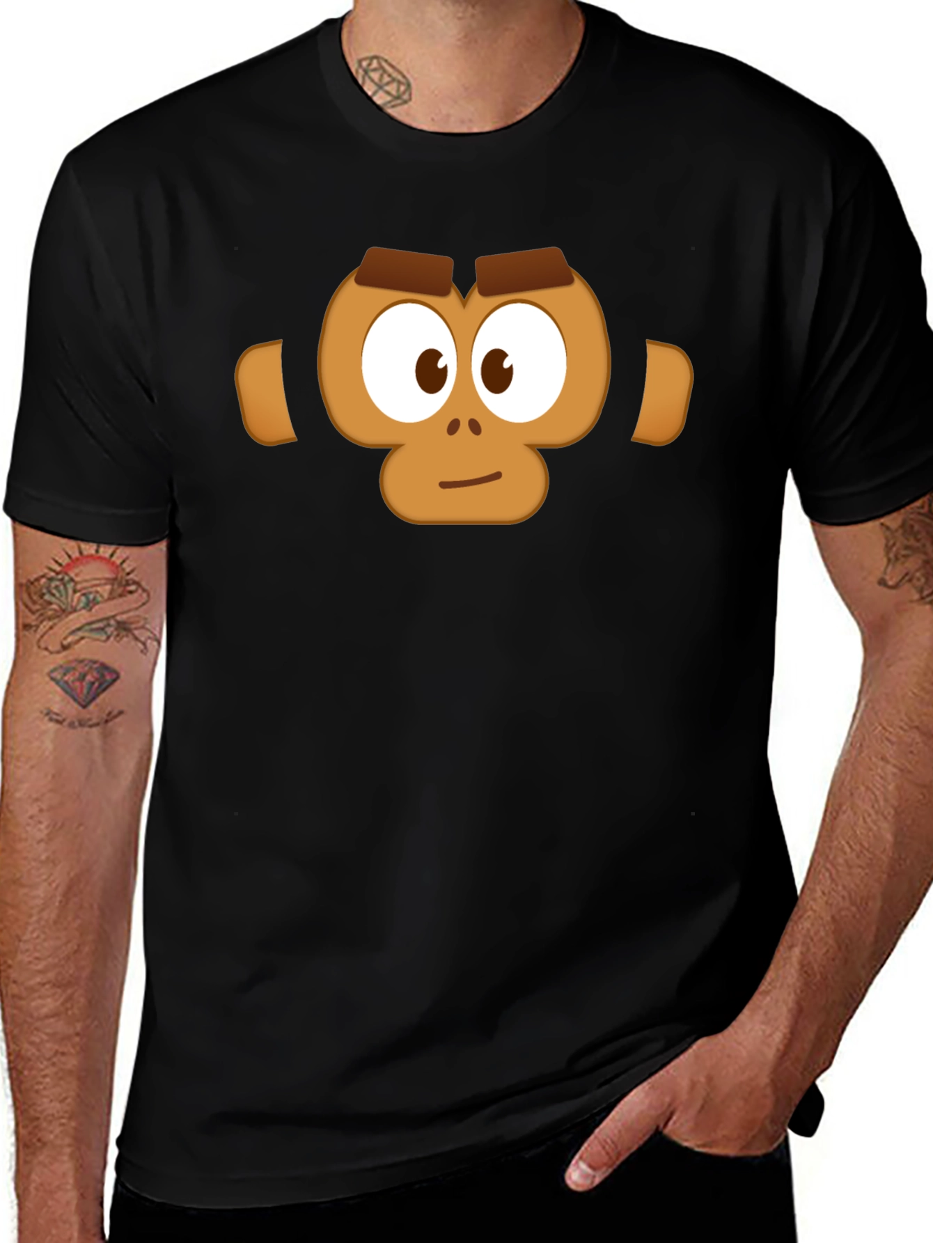 Monkey Face Graphic T-Shirt - Casual Black Tee