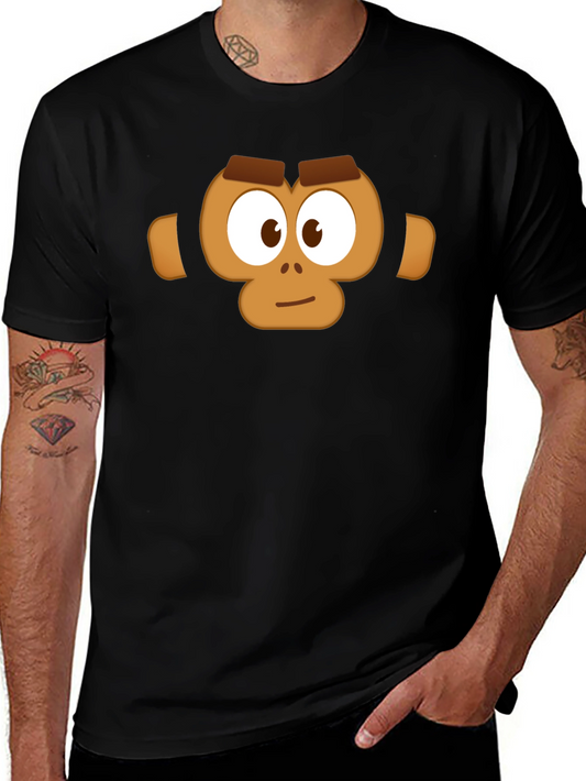 Monkey Face Graphic T-Shirt - Casual Black Tee